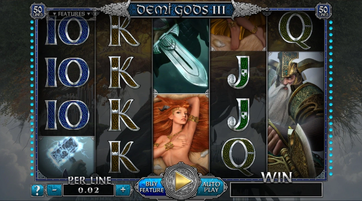 le jeu de base de la machine a sous demi gods III spinomenal