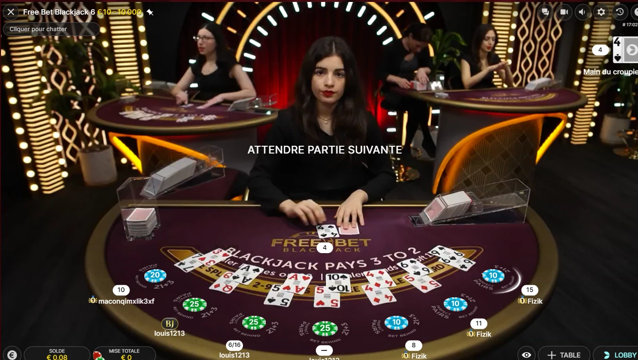 Les side bet sont exactement les mêmes que sur un jeu classique de blackjack