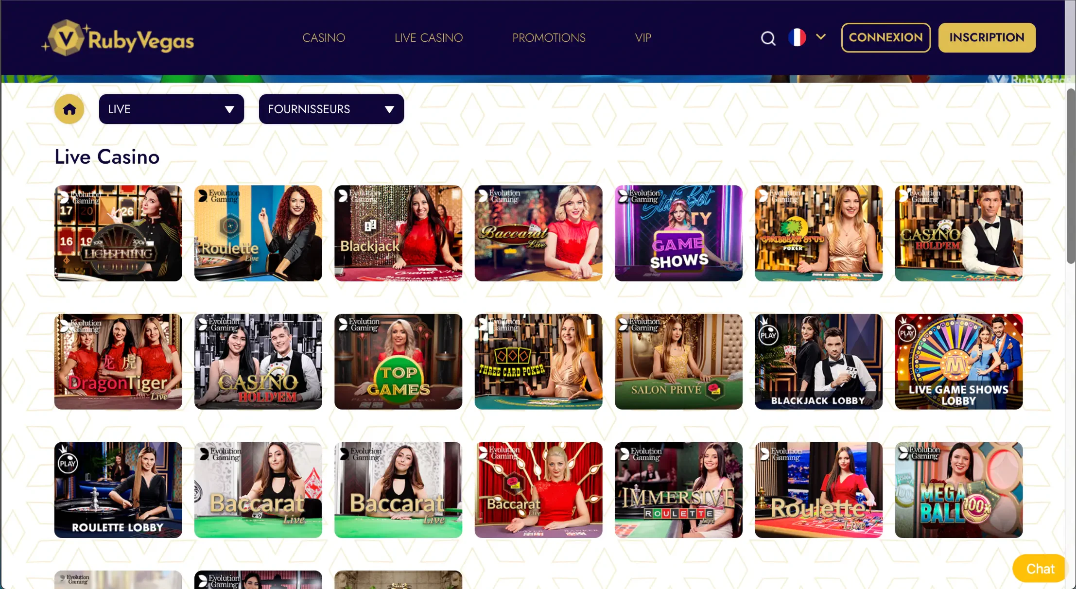 RubyVegas live casino