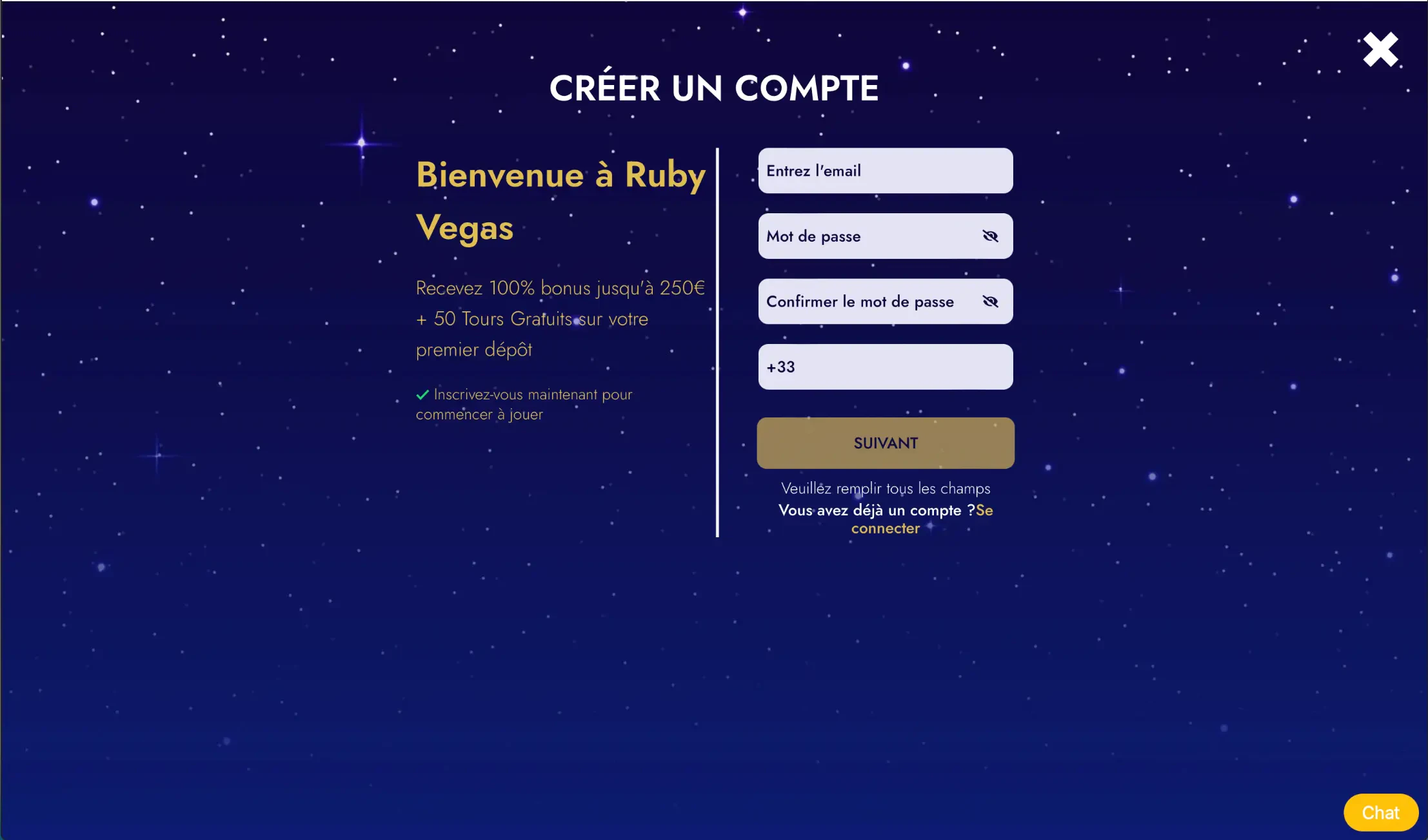 RubyVegas inscription étape 1