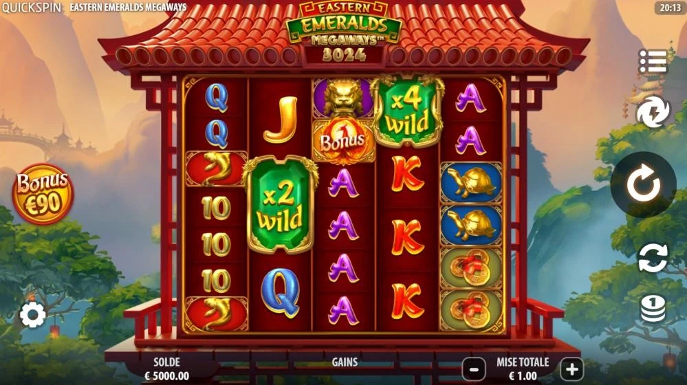 D : Cette machine à sous change son nombre de symboles par colonne à chaque tour de jeu