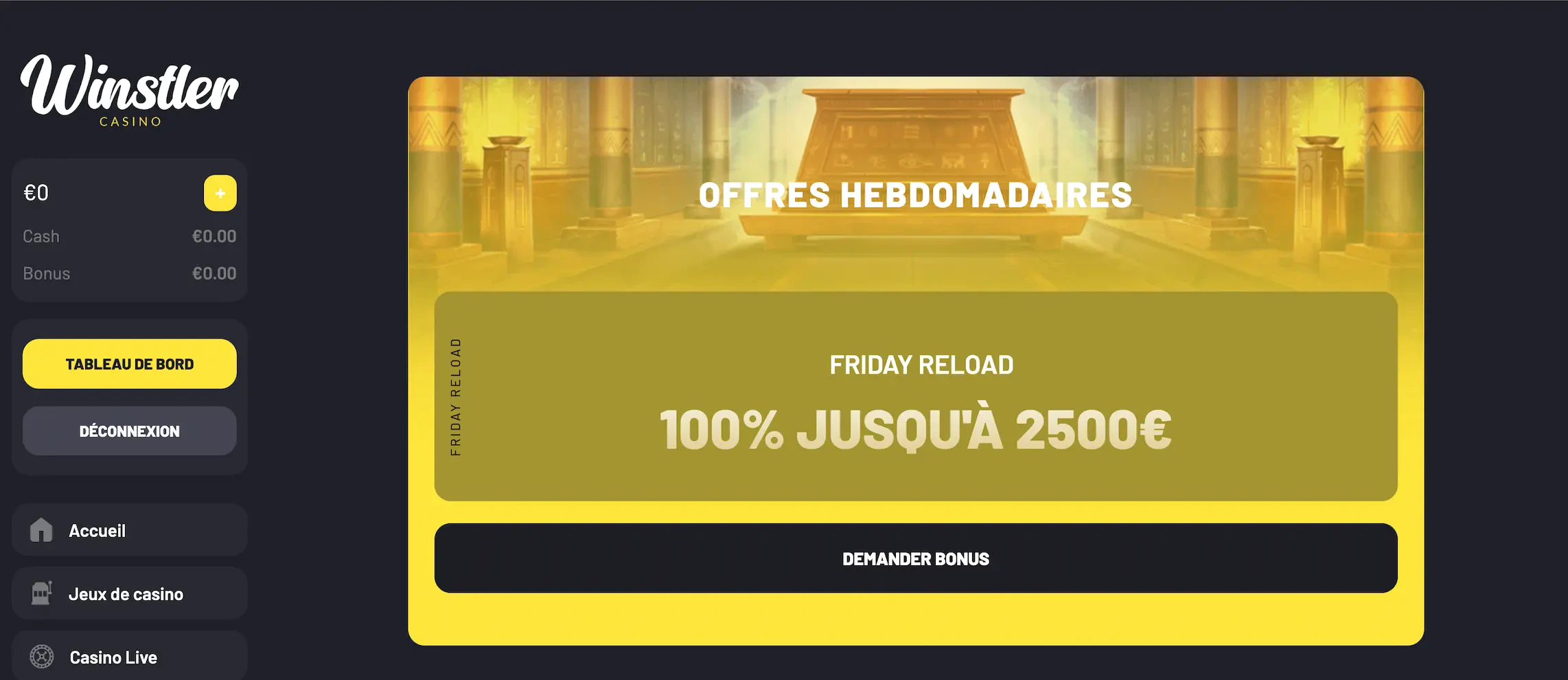 La promotion Friday Reload de Winstler