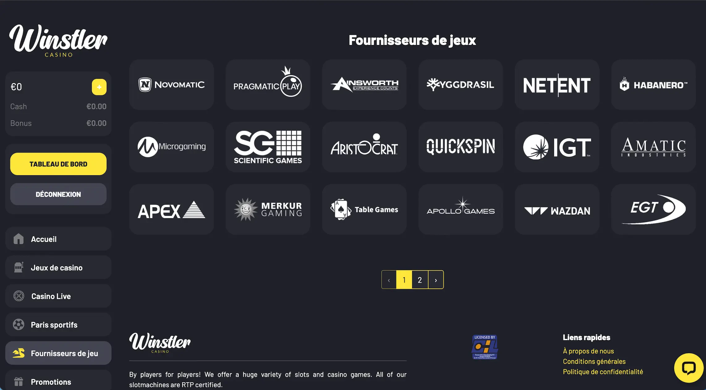 28 providers sont sur Winstler