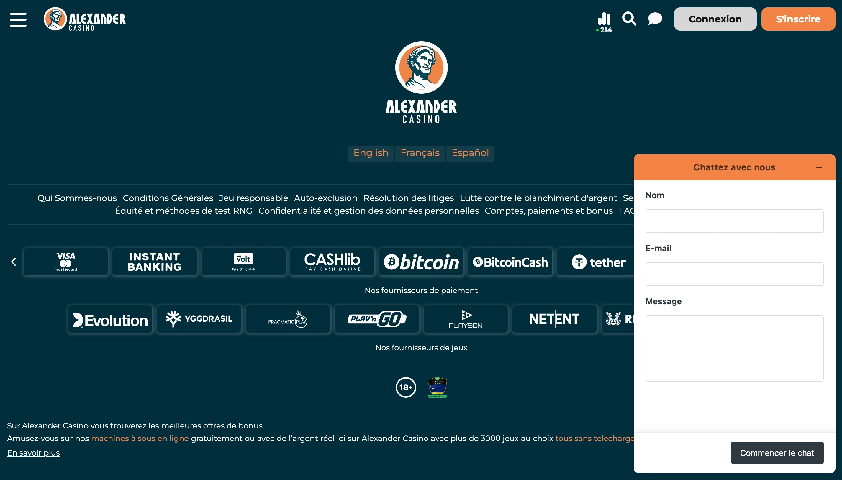 service client alexander casino