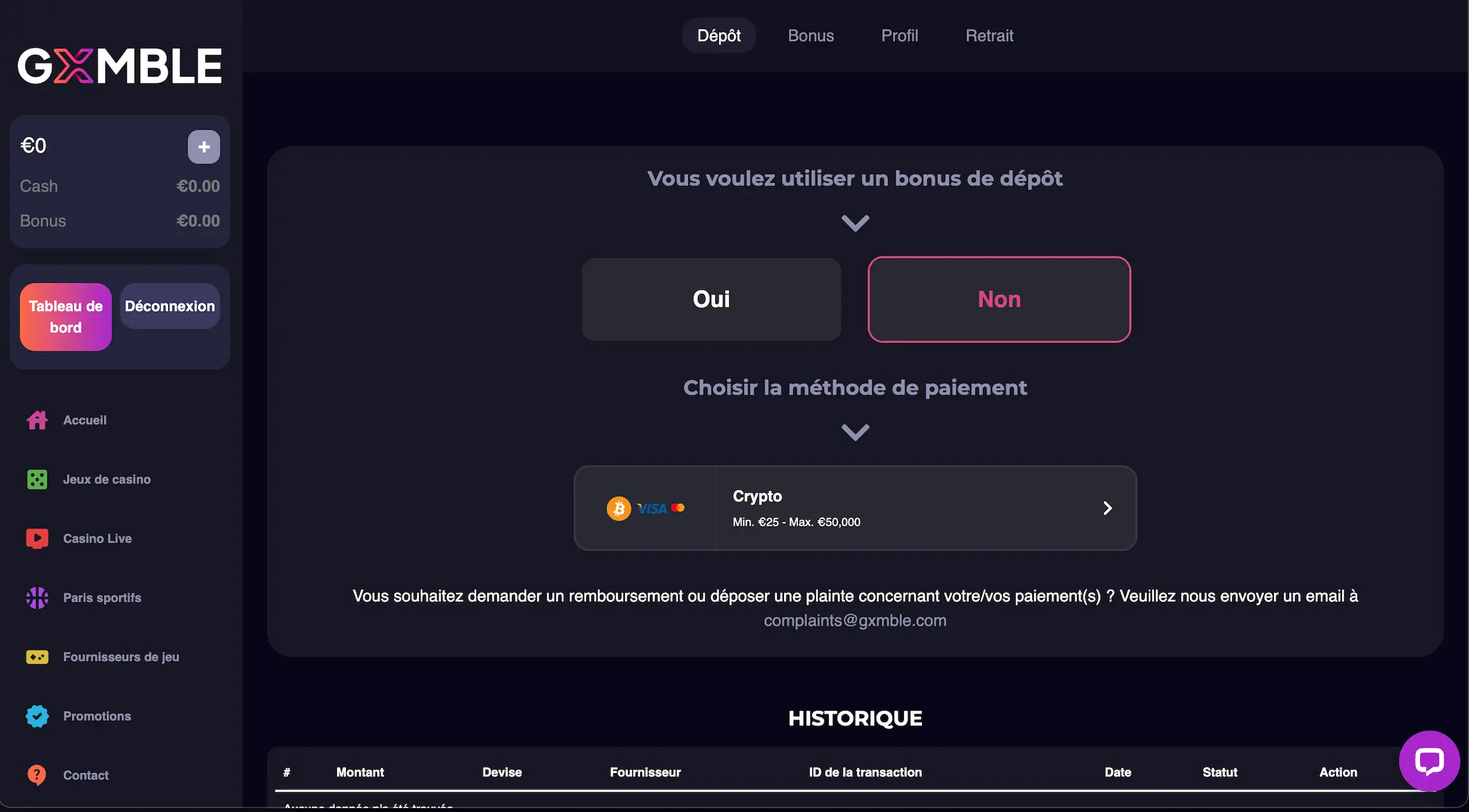 Choisissez votre bonus et votre méthode