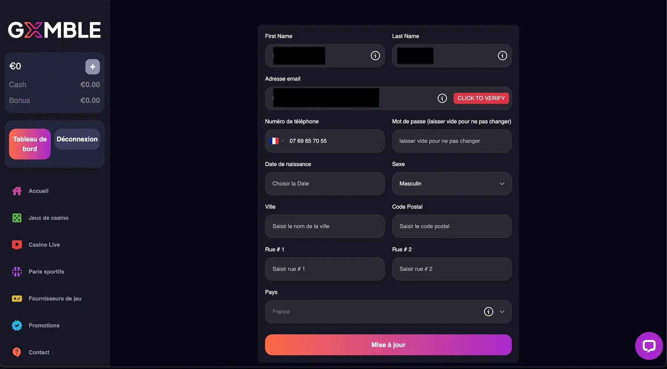 D'autres informations seront à renseigner dans la partie profil de votre compte