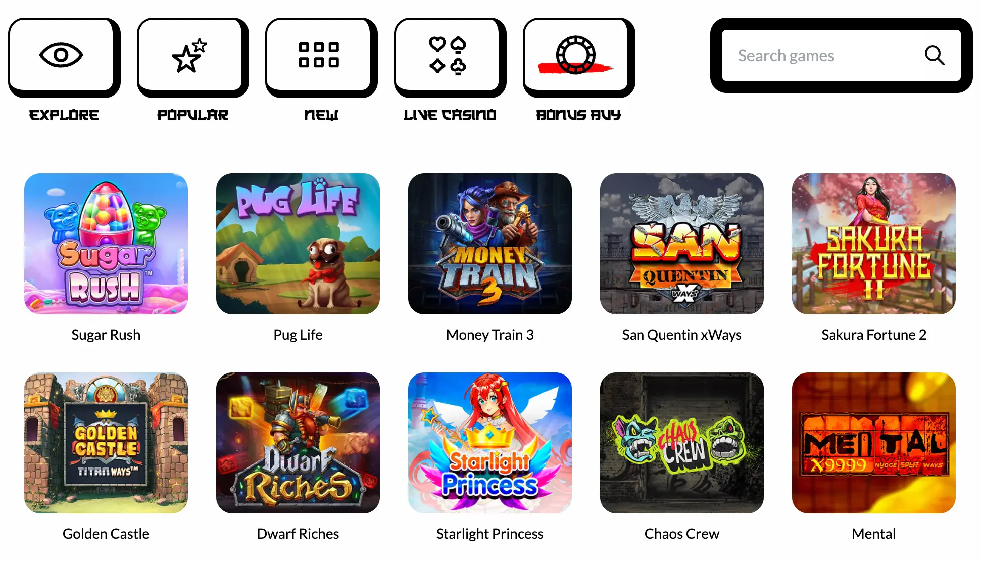 La catégorie Bonus Buy répertorie toutes les slots proposant l'achat de bonus