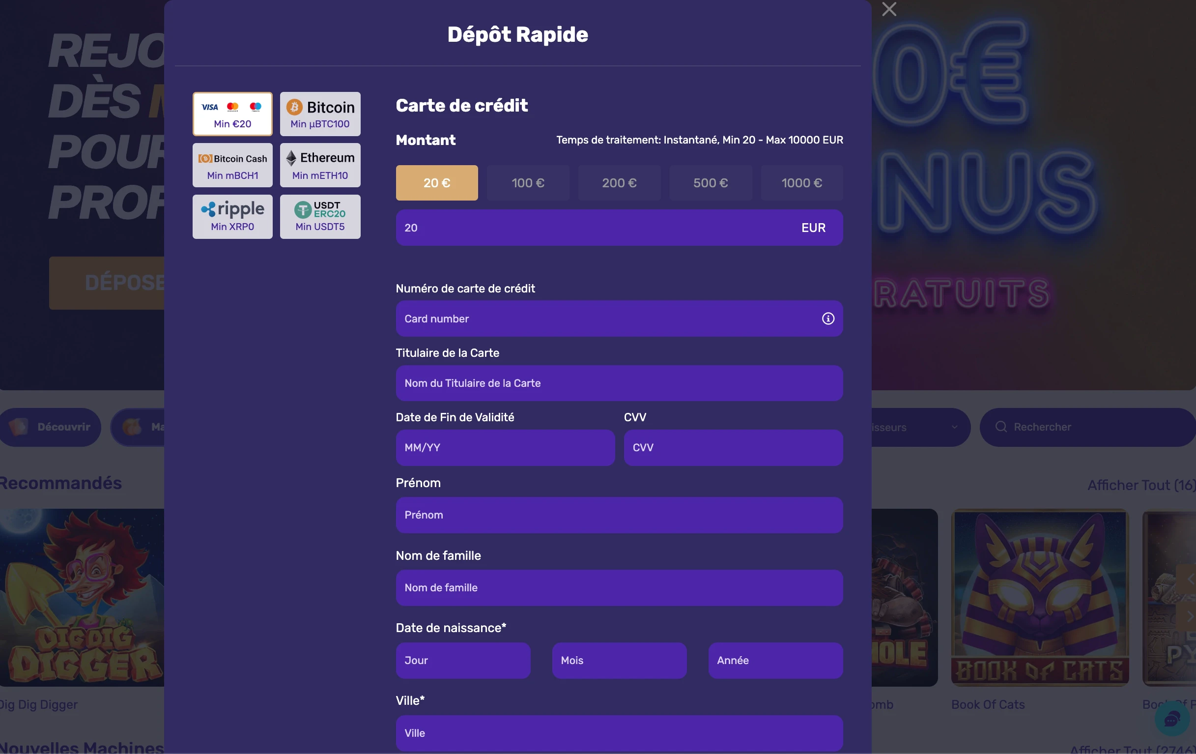 méthodes de paiement letslucky