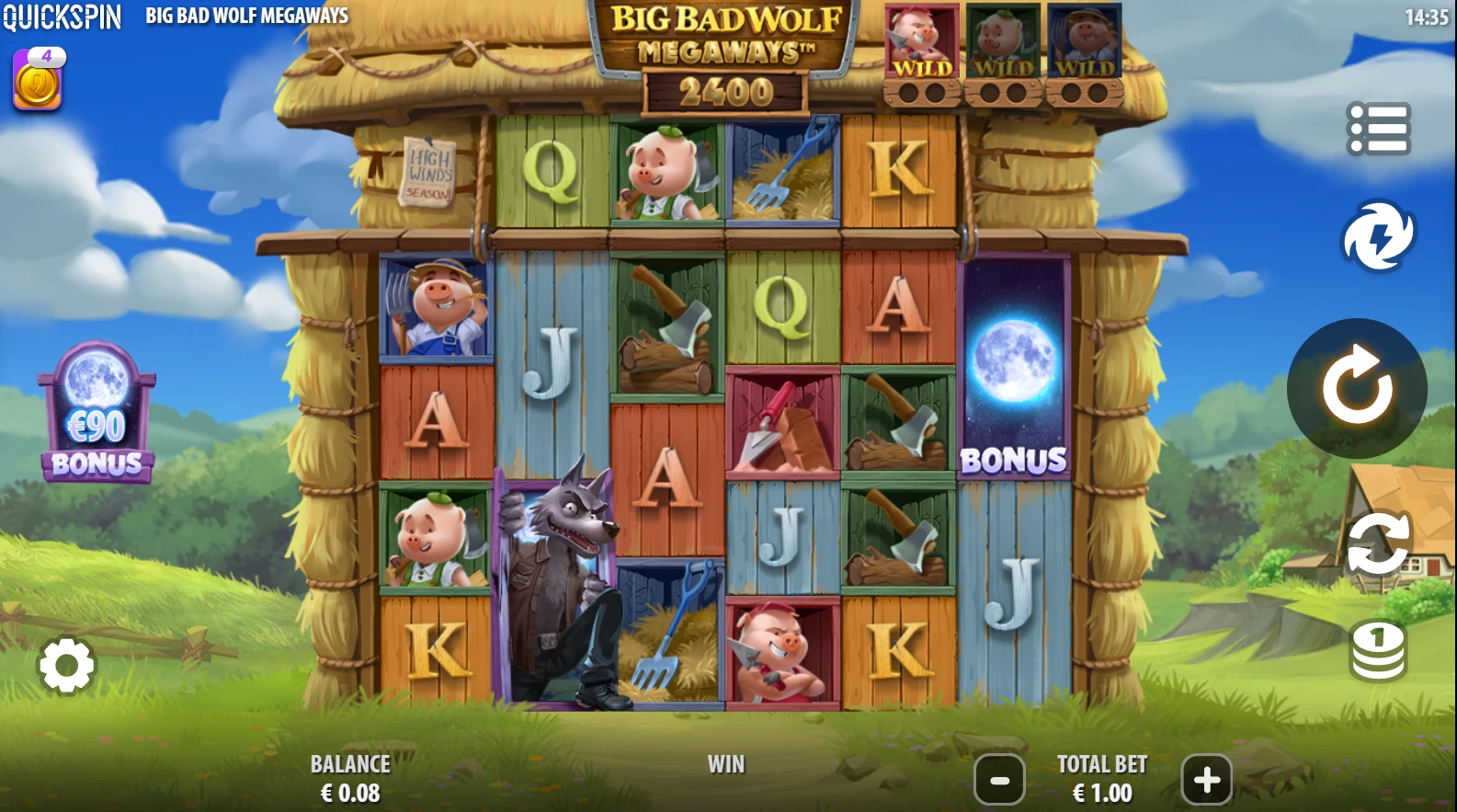 big bad wolf megaways grille de départ