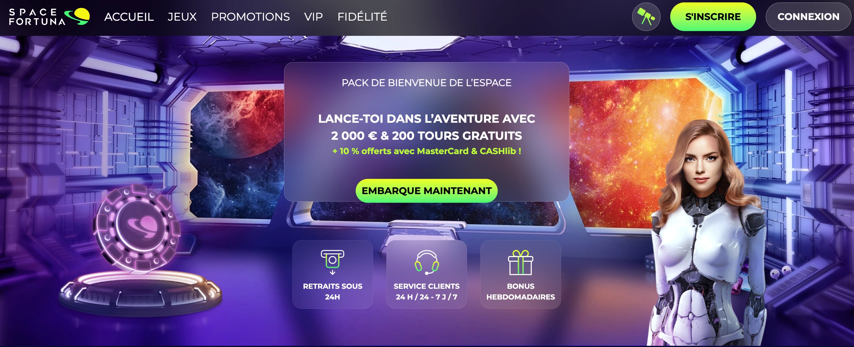 bonus bienvenue space fortuna casino