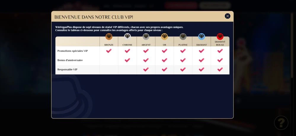 Statut VIP Vegas Plus