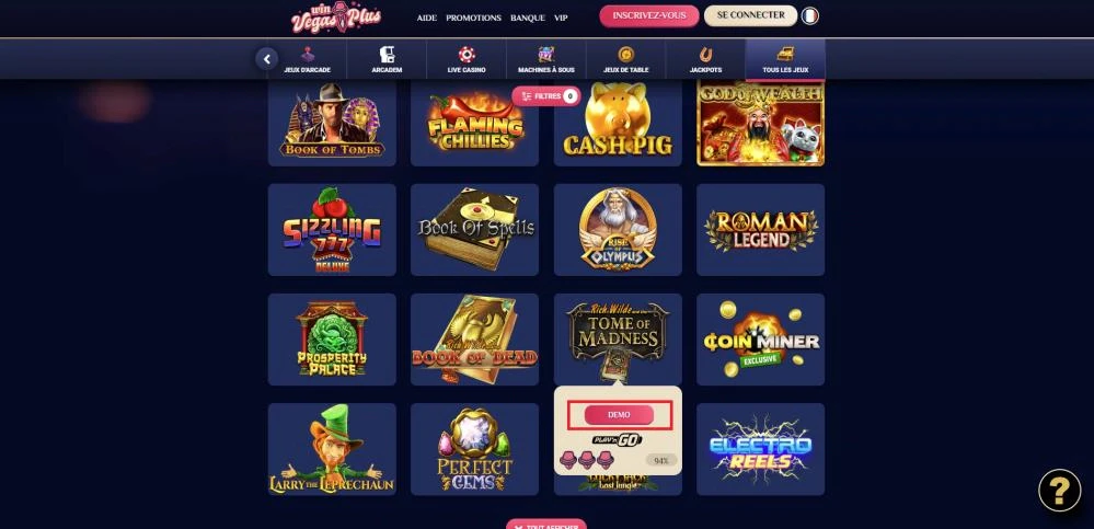 Jouer gratuitement aux machines à sous sur Vegas Plus