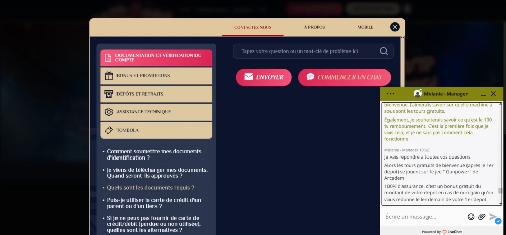 Support client Vegas Plus