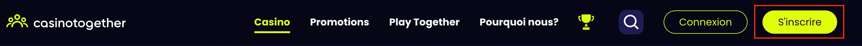 CasinoTogether s'inscrire