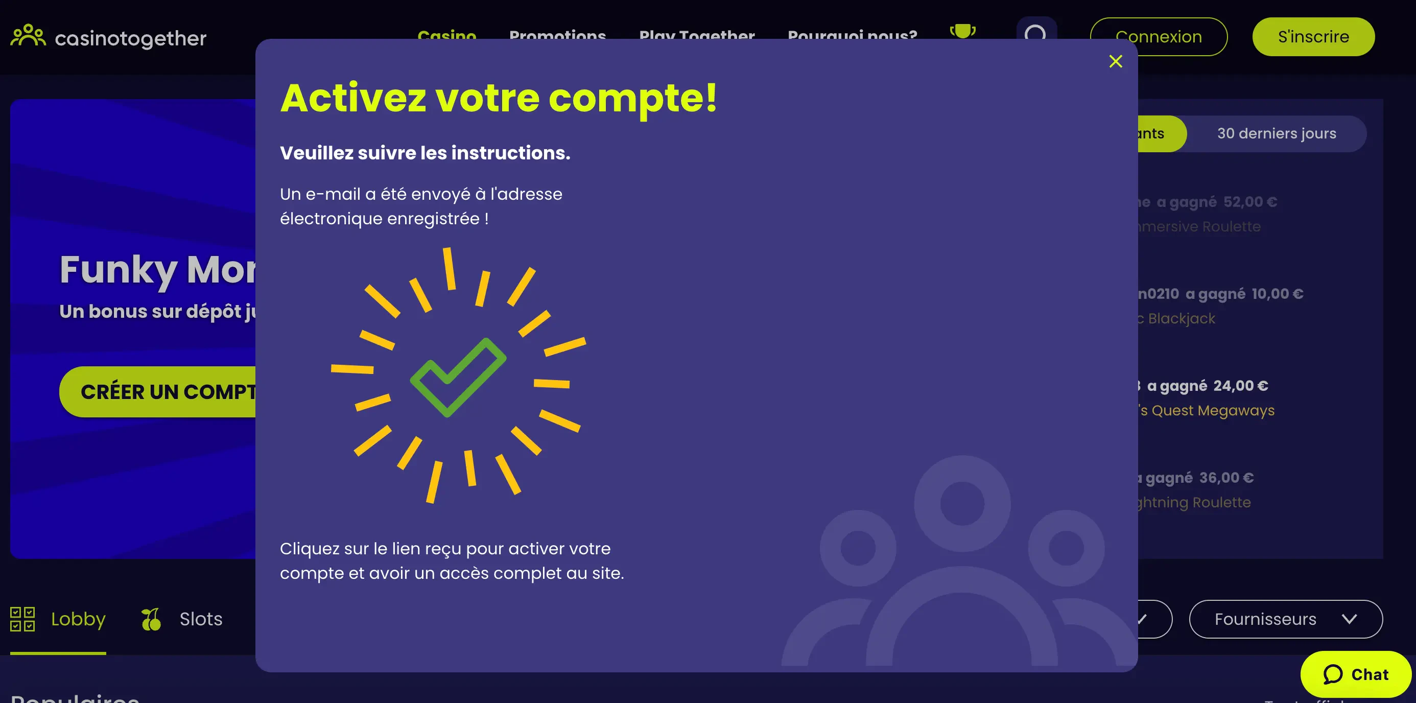 CasinoTogether validation mail
