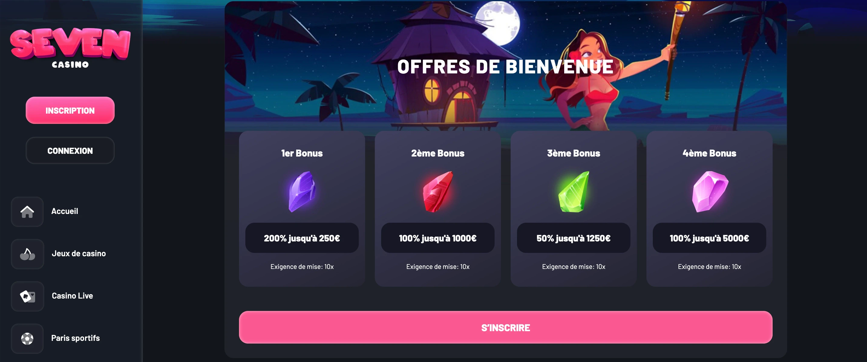 bonus de bienvenue seven casino