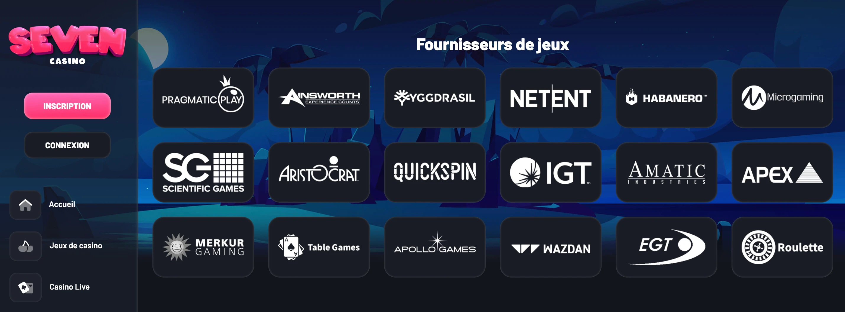 providers seven casino