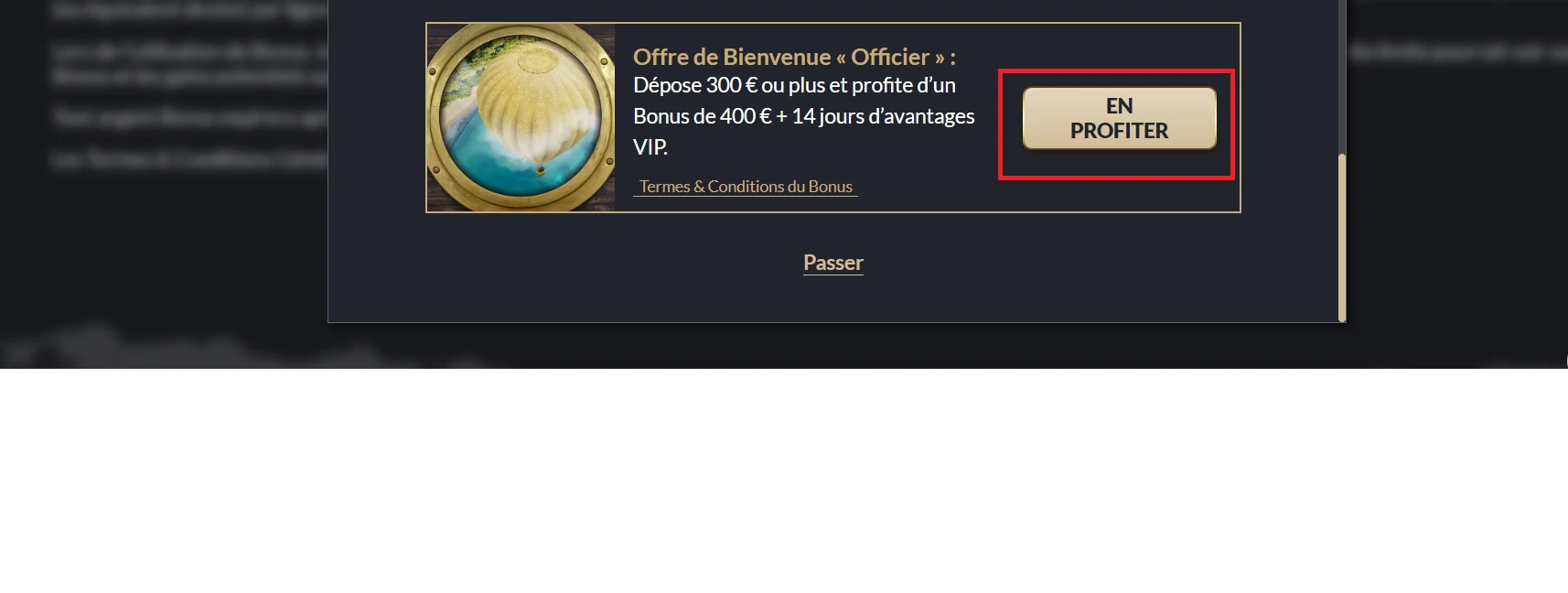 Offre de bienvenue Tortuga