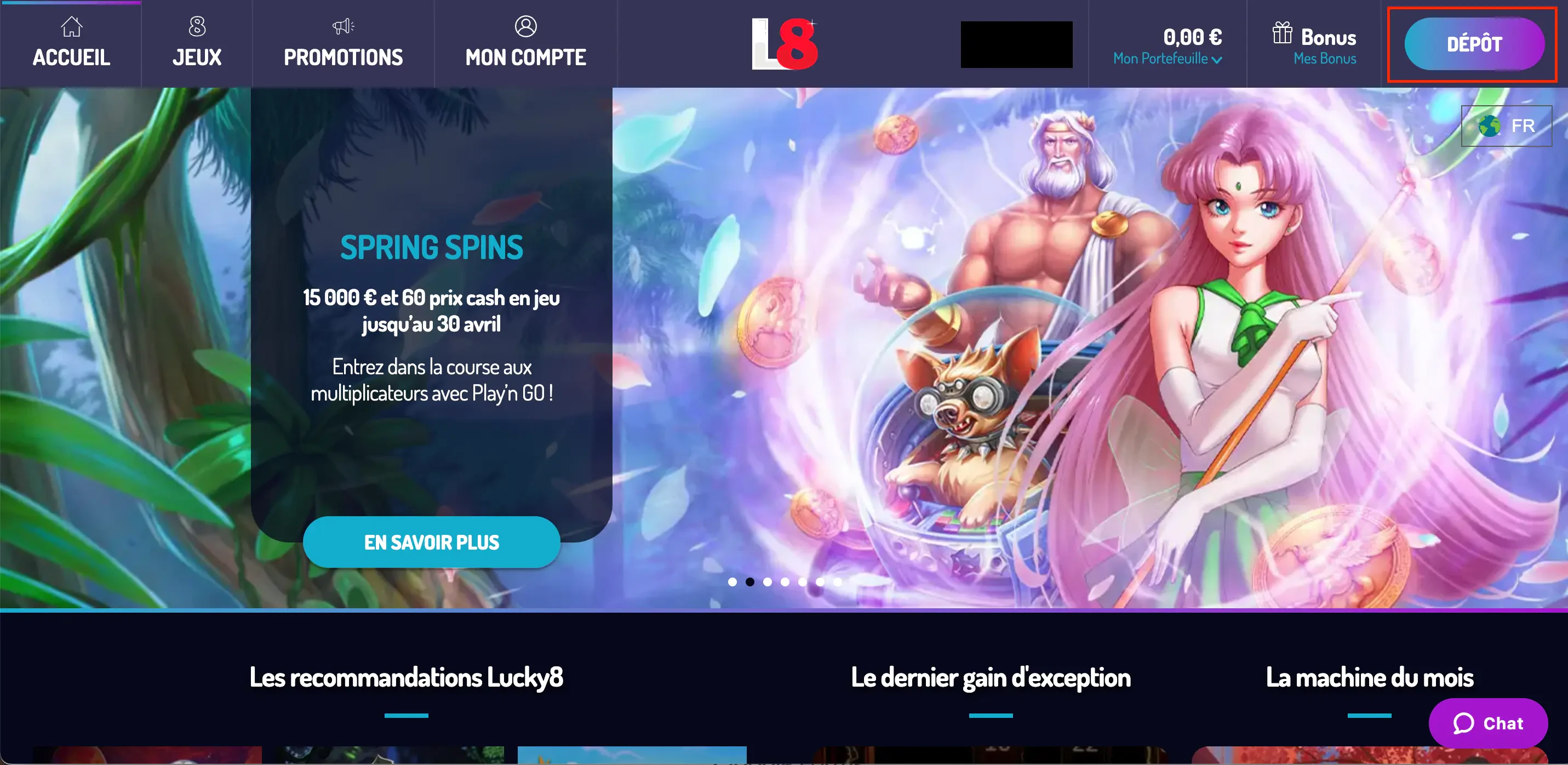 dépôt lucky8