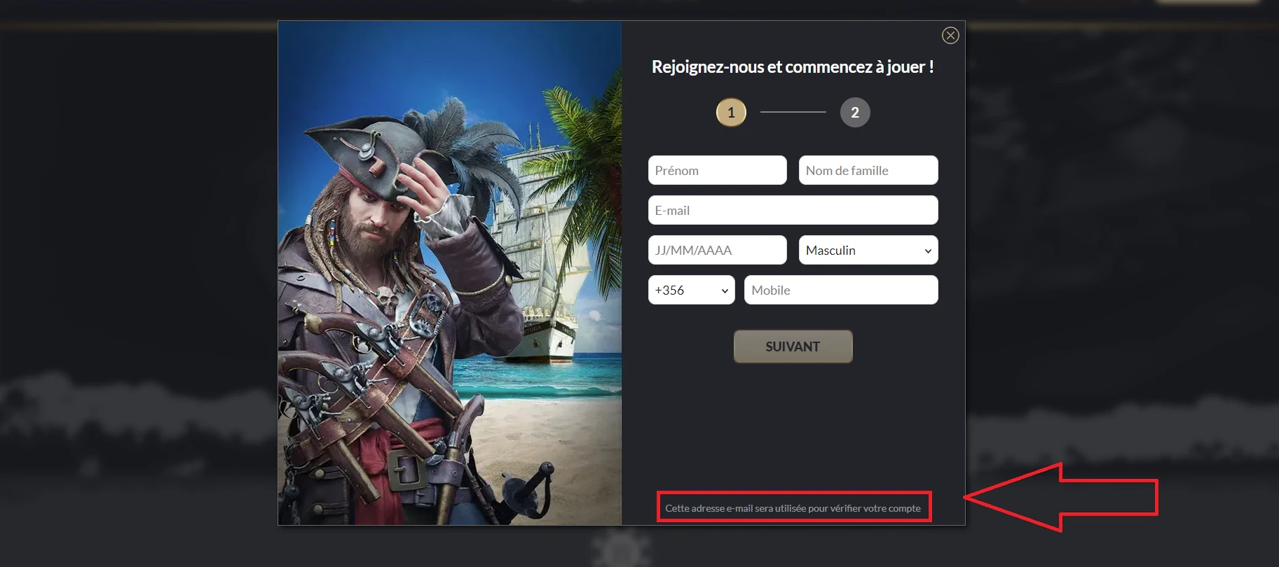 Adresse pour validation du compte