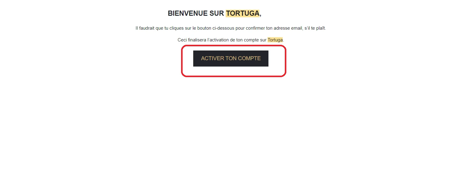 Valider inscription Tortuga