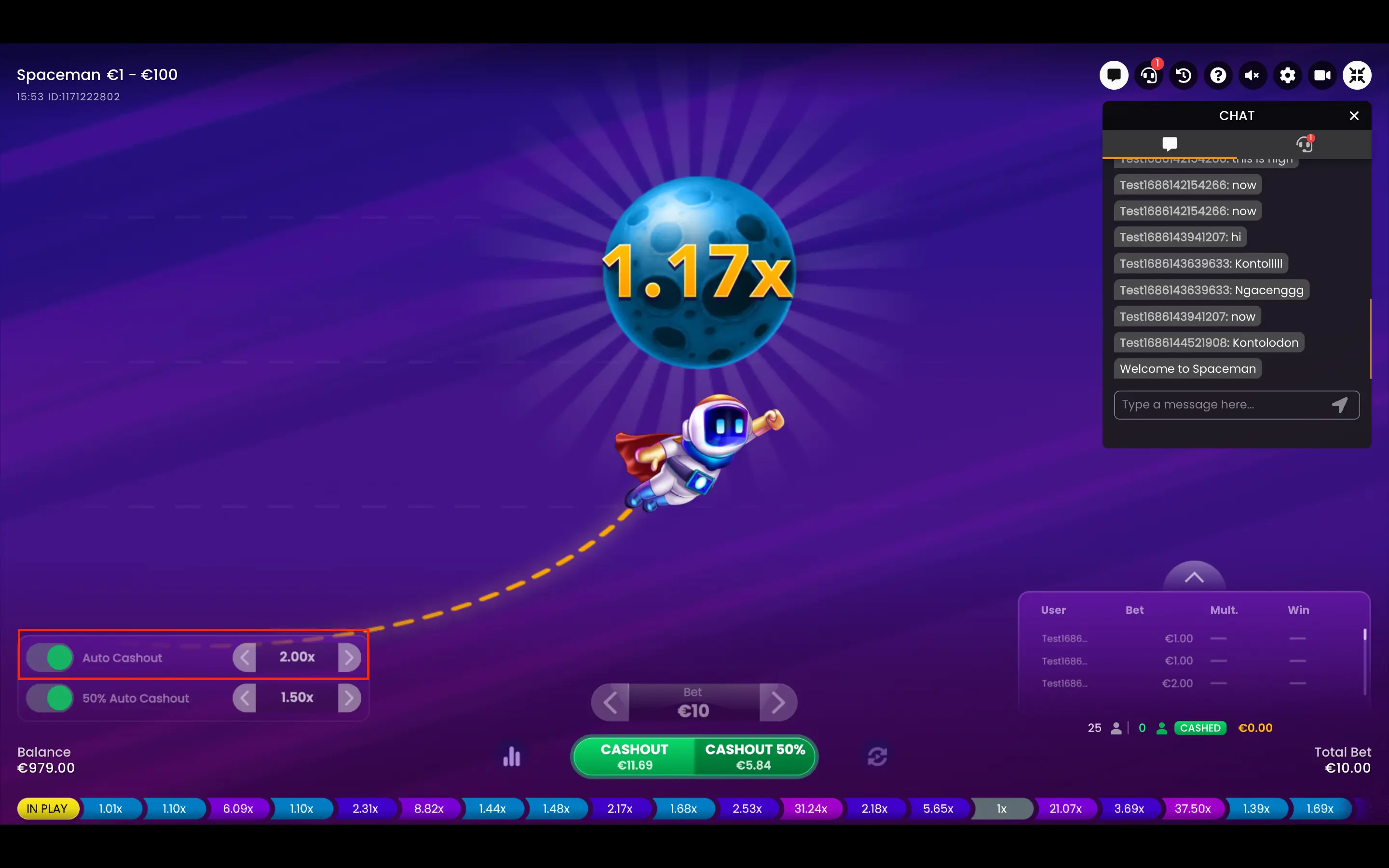 spaceman auto cashout