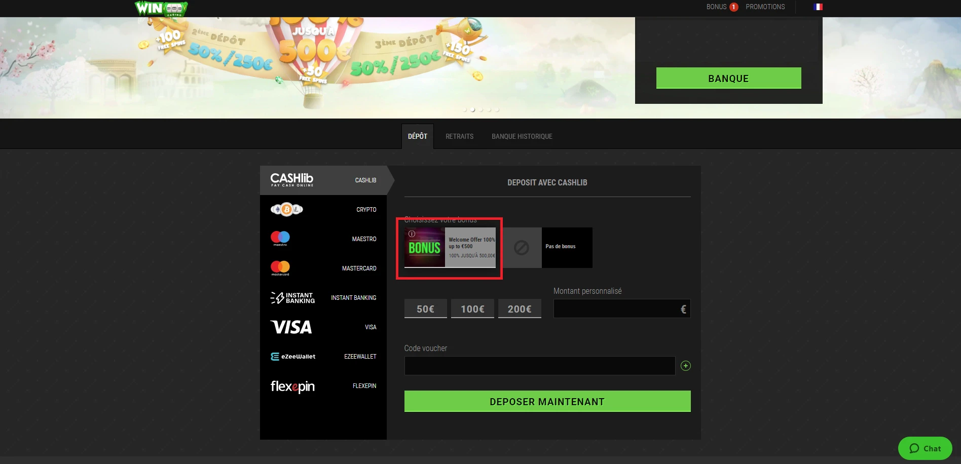 Offre de bienvenue sur WinOui