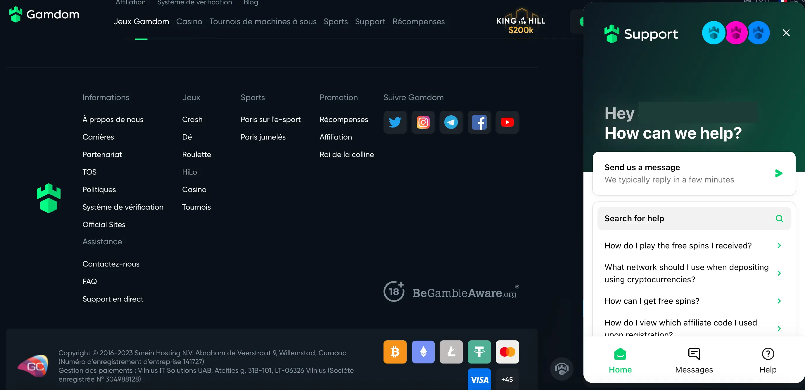 gamdom live chat