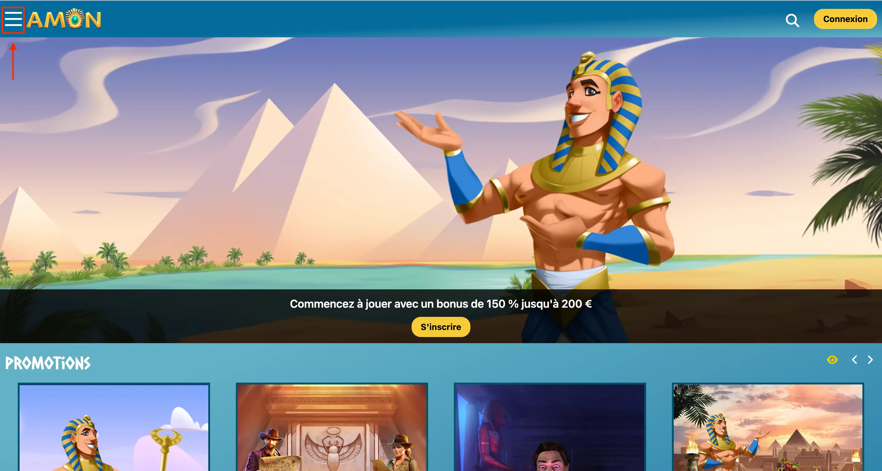 Amon Casino menu