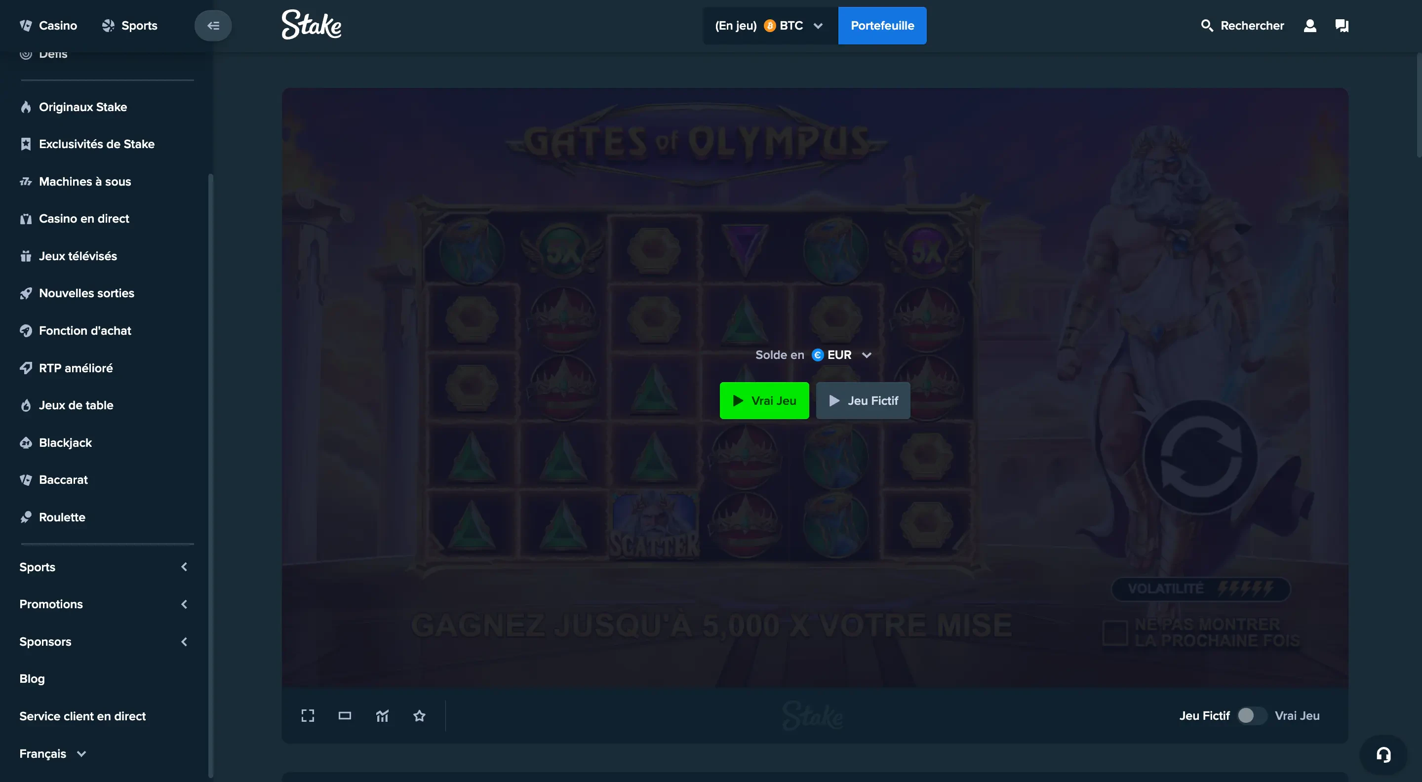 mode démo stake