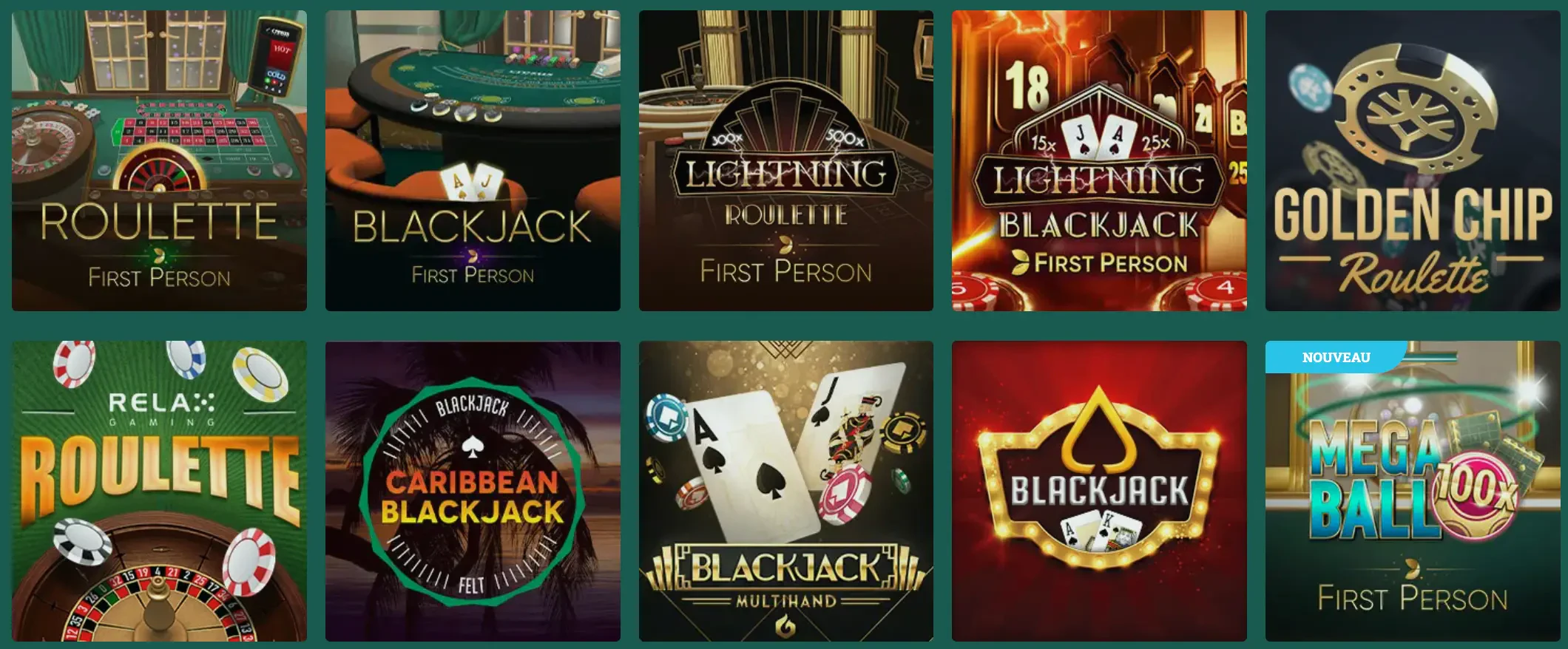 jeux de table cresus casino