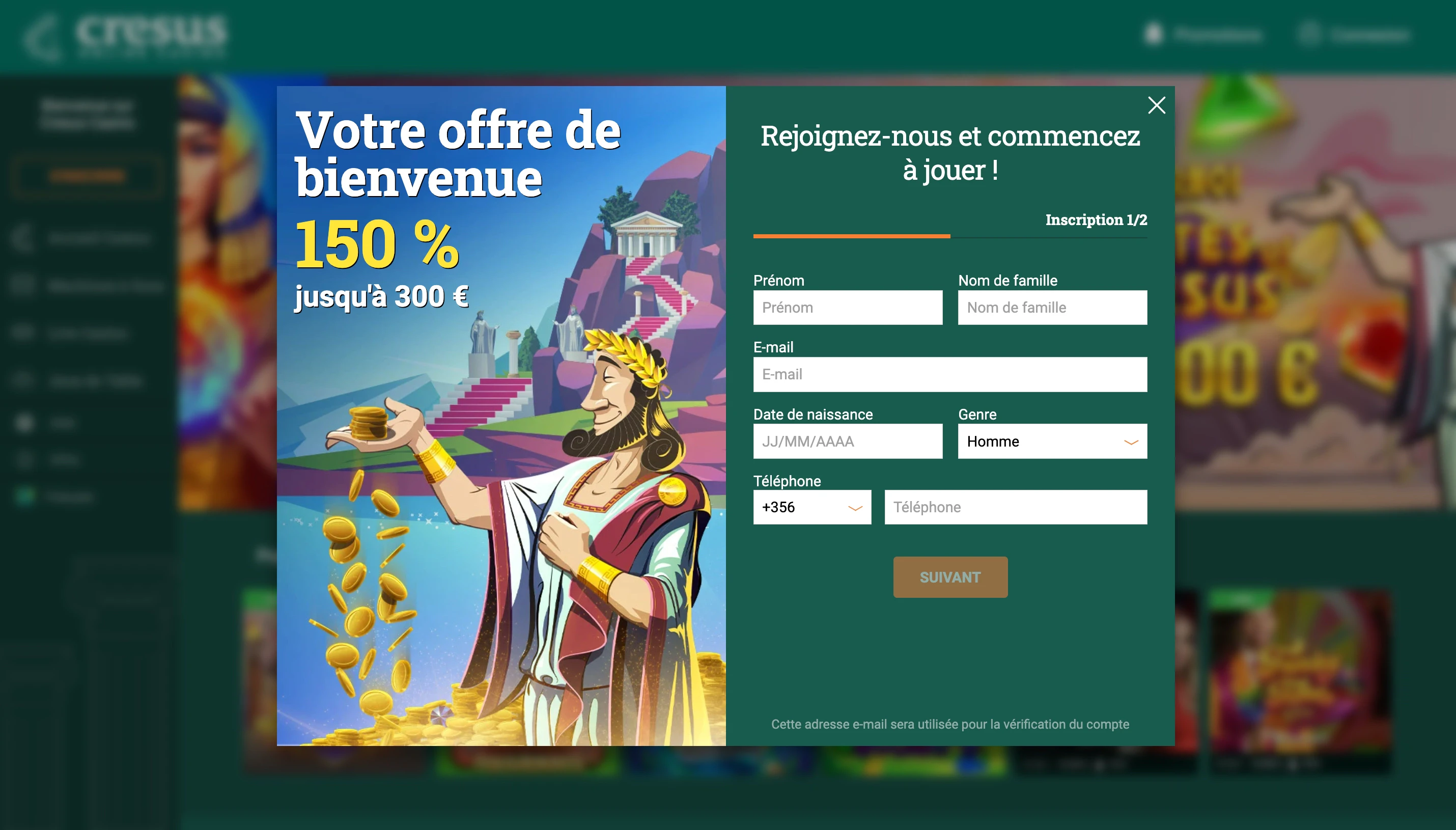 inscription cresus casino