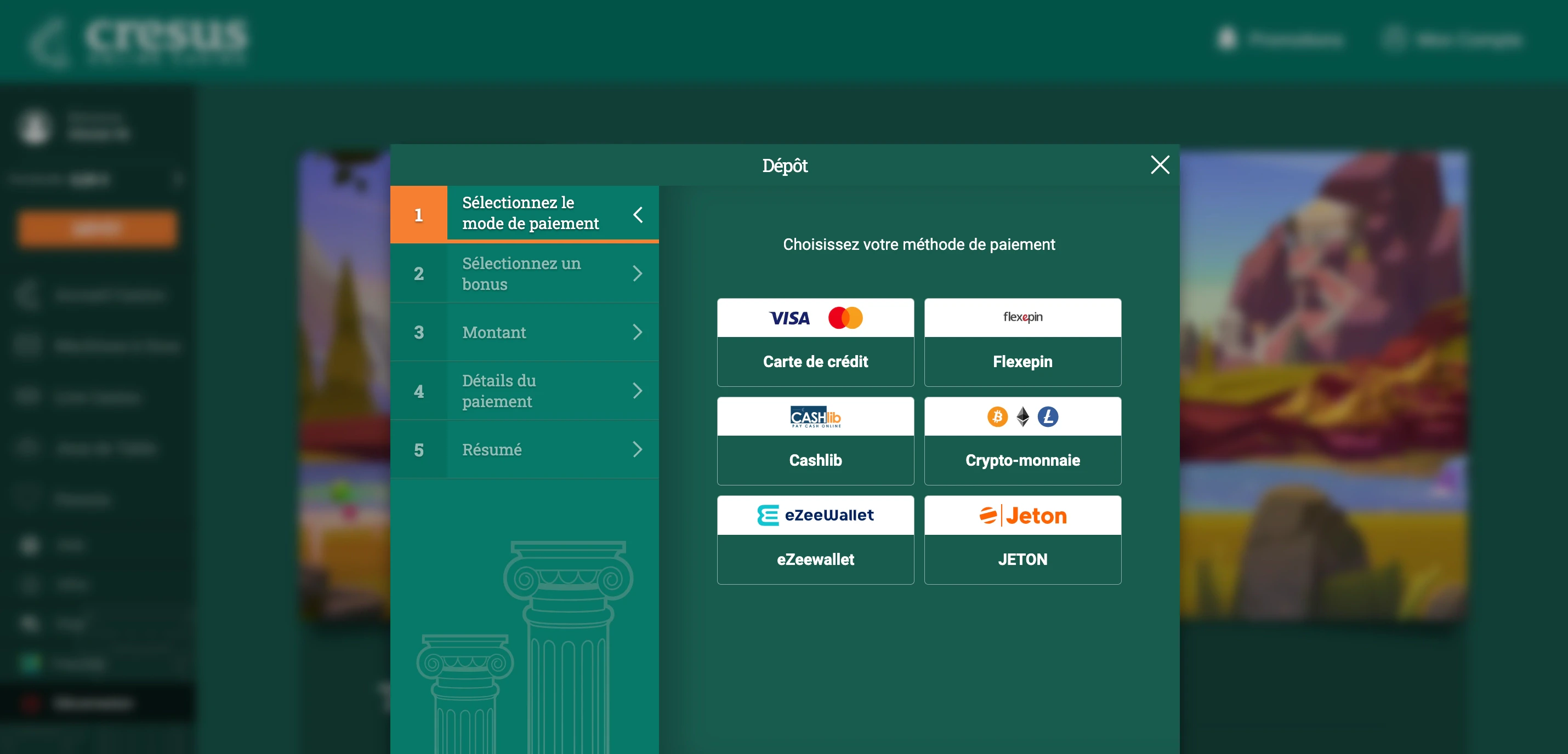 dépôt cresus casino