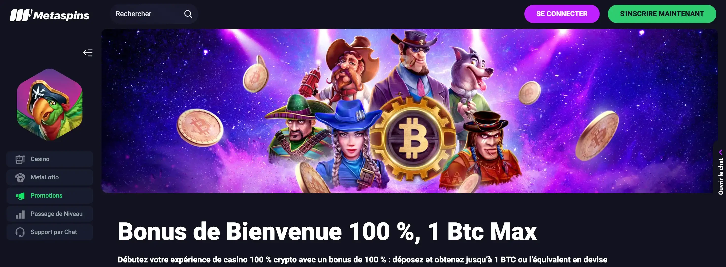bonus de bienvenue metaspins