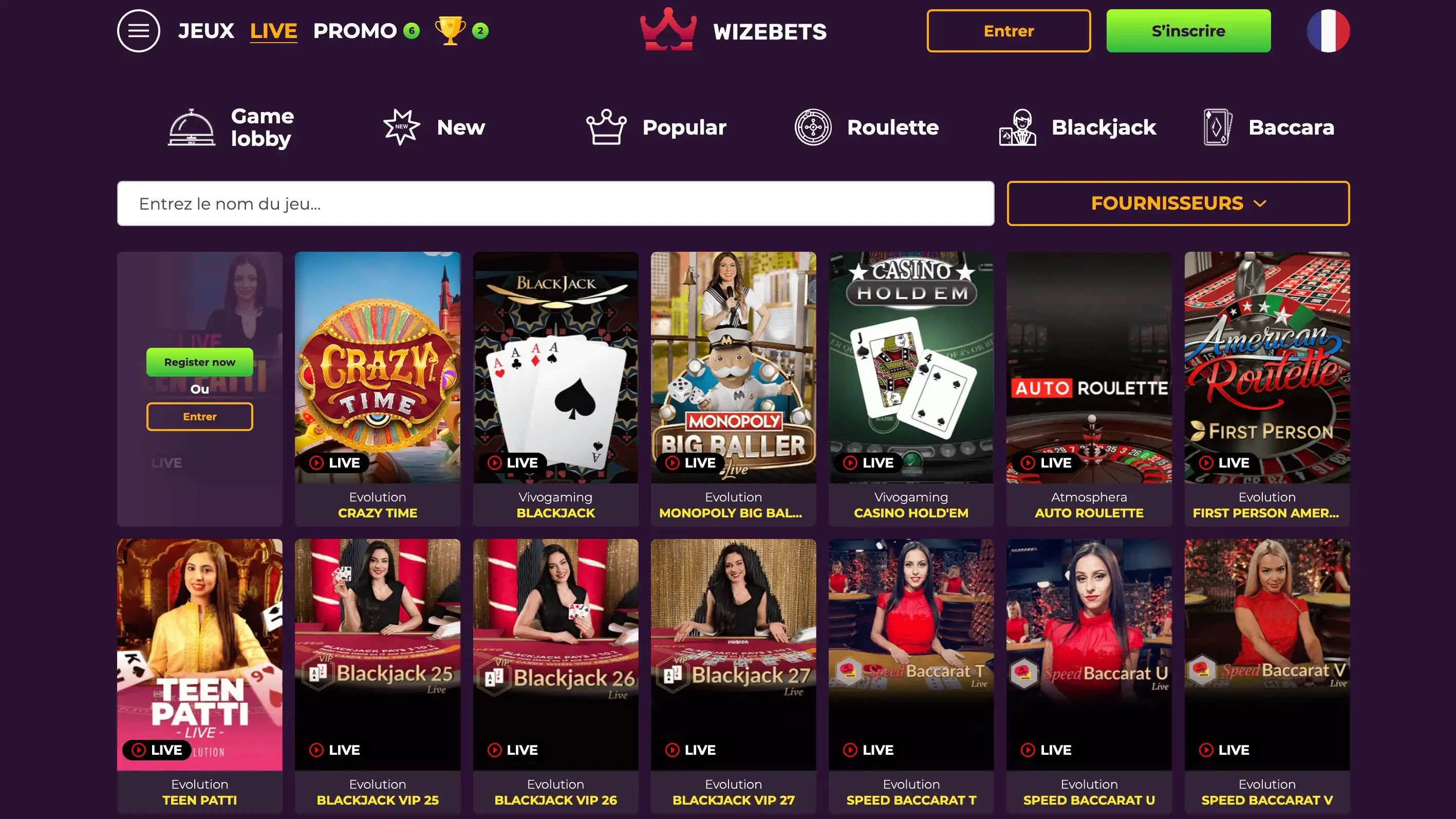 jeux live wizebets