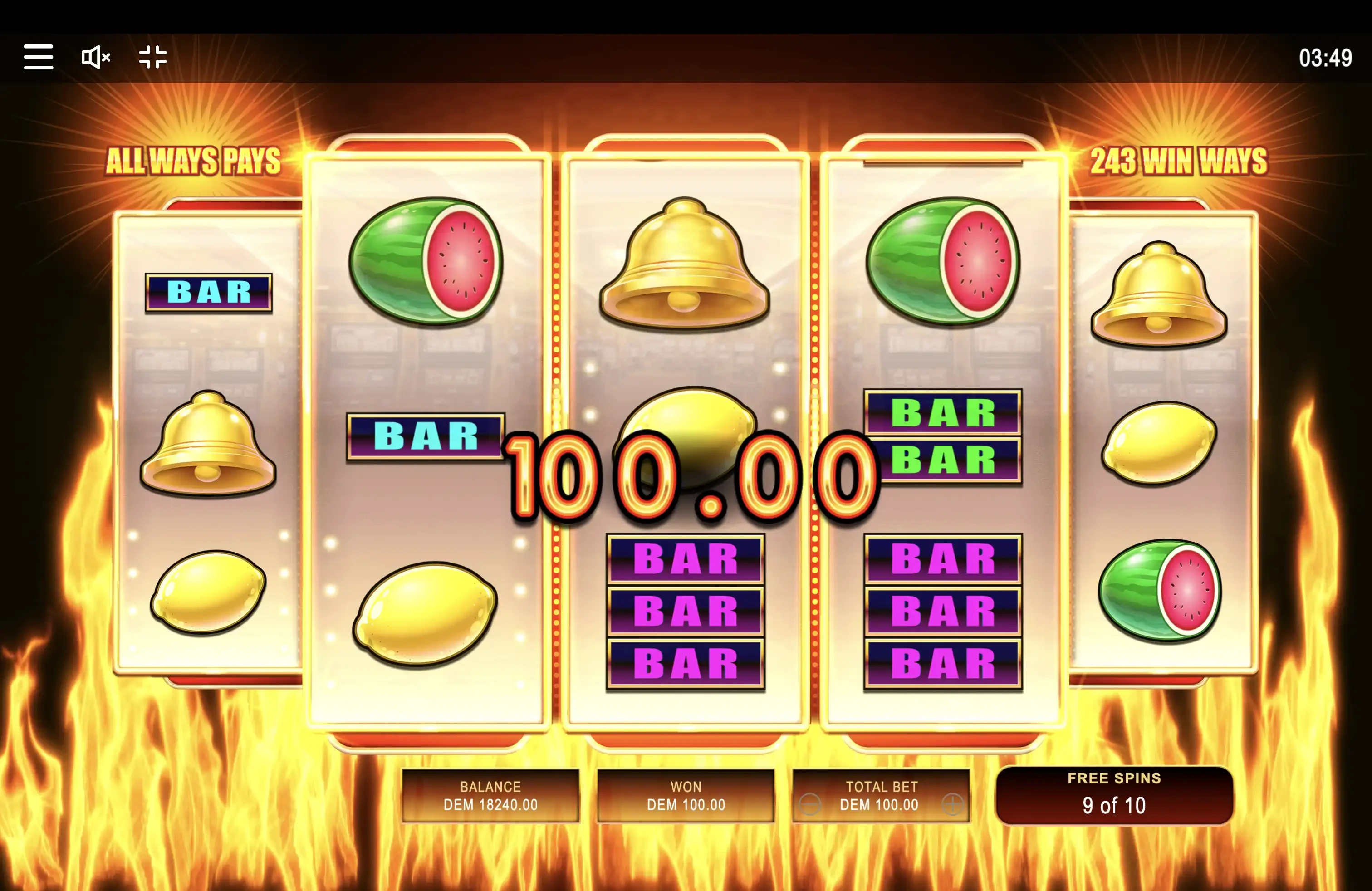 La grille de départ augmente durant vos parties gratuites sur Reel Reel Hot