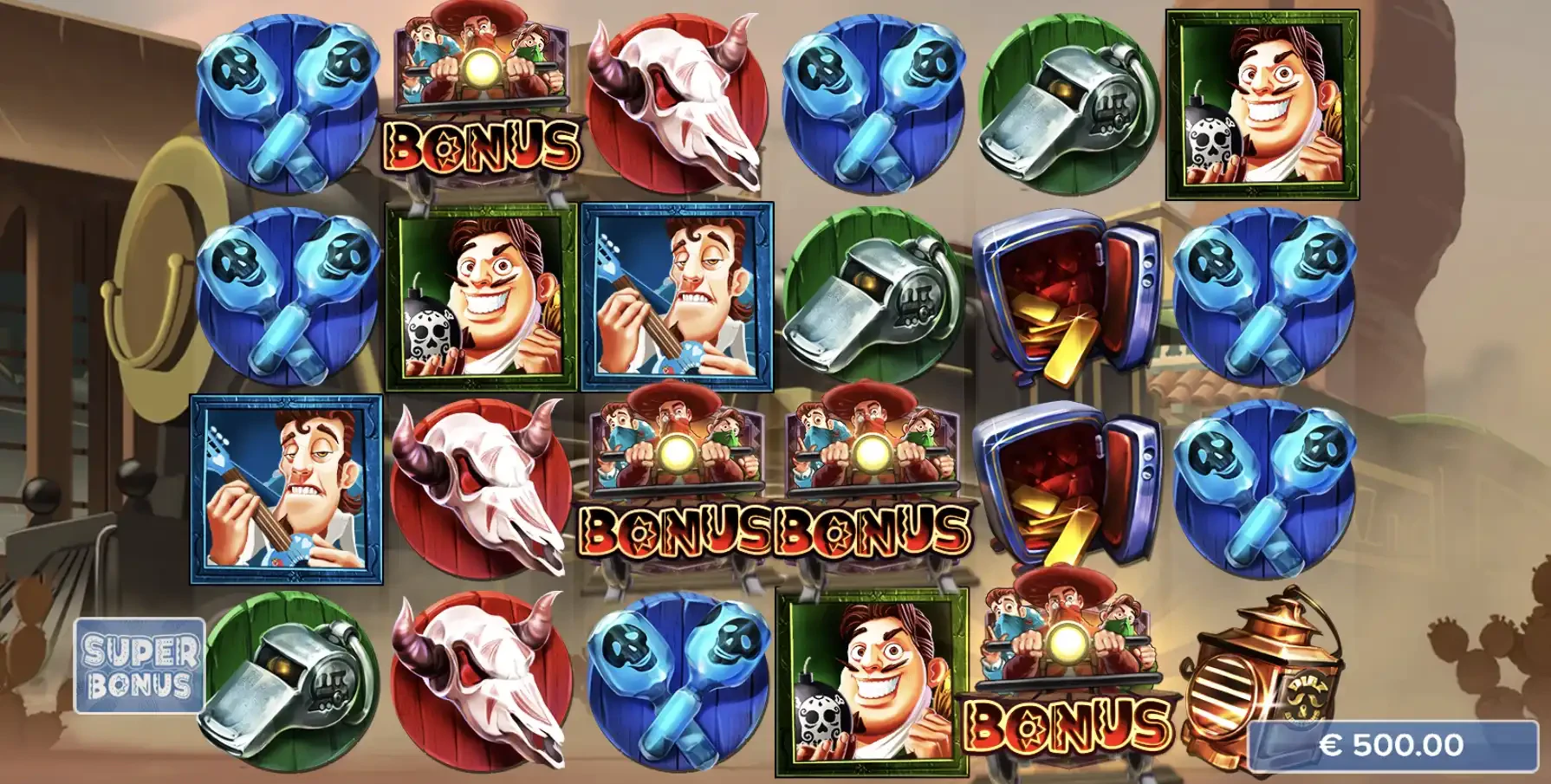 Le super Bonus de Taco Brothers Derailed s’obtient dès lors que vous avez quatre symboles bonus