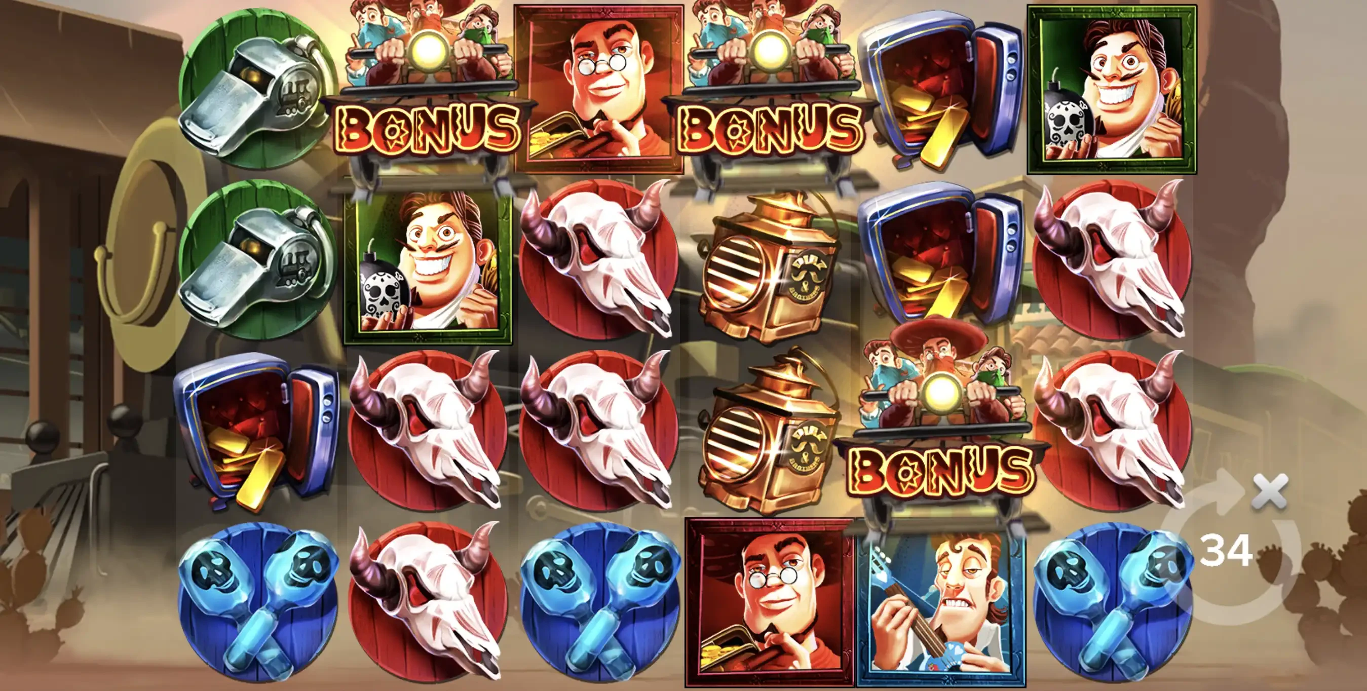 Taco Brothers Derailed est une machine à sous où il ne vous sera pas possible d’acheter les parties bonus