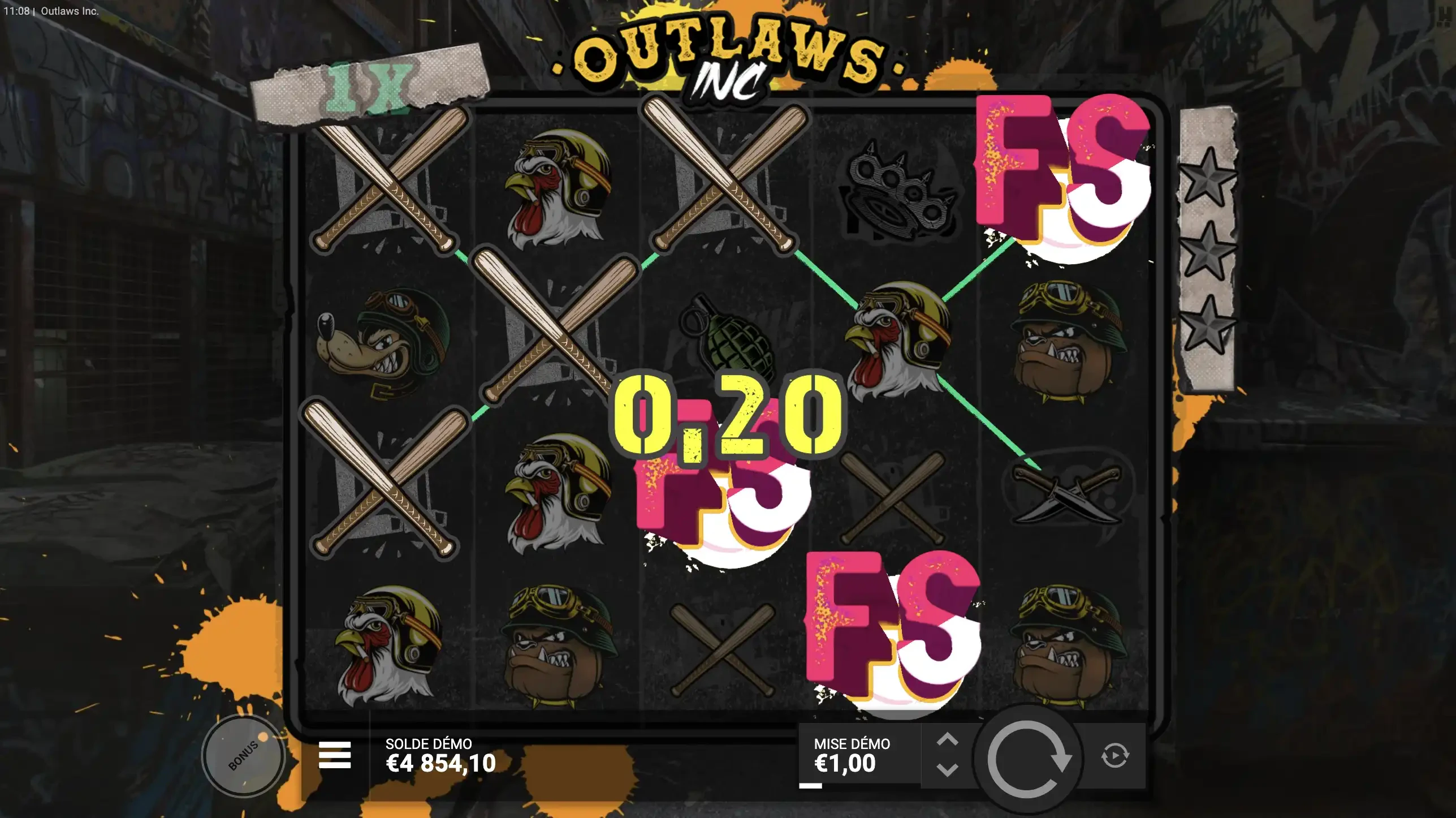 Obtention des parties bonus sur la machine à sous Outlaws du provider Hacksaw Gaming