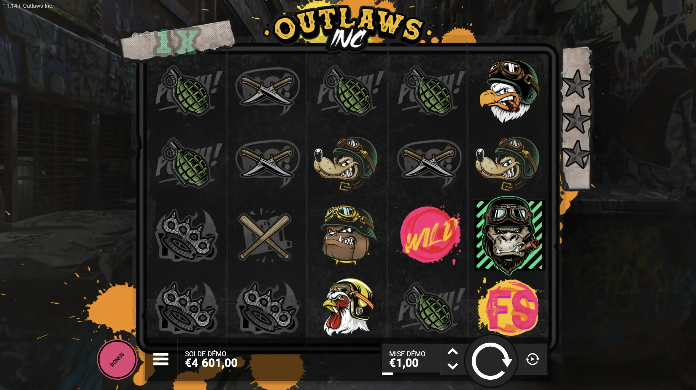 Grille de départ de la machine à sous Outlaws du provider Hacksaw Gaming