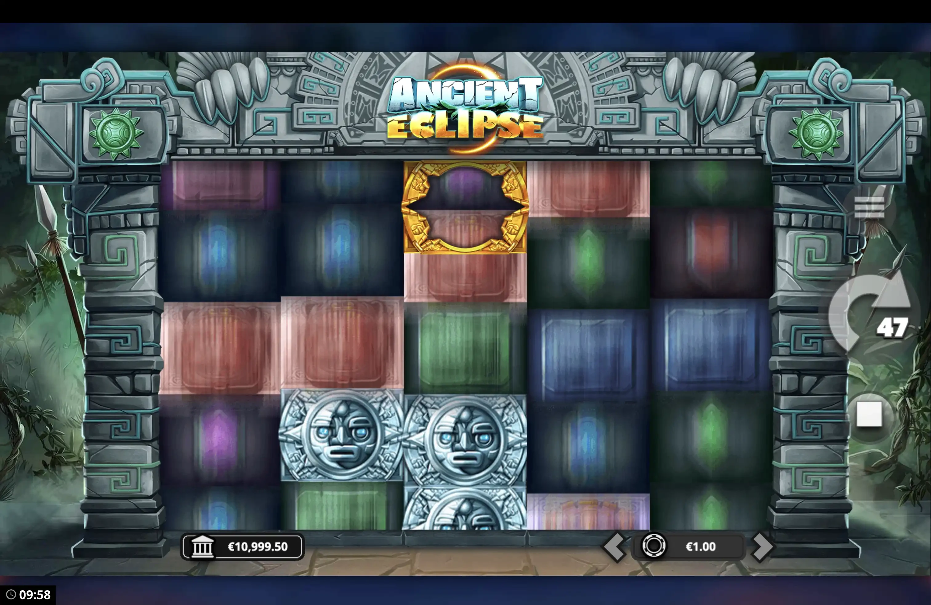 Explication de la fonctionnalité durant les parties payantes sur la machine a sous Ancient Eclipse du provider Bang Bang Game en collaboration avec Yggdrasil Gaming