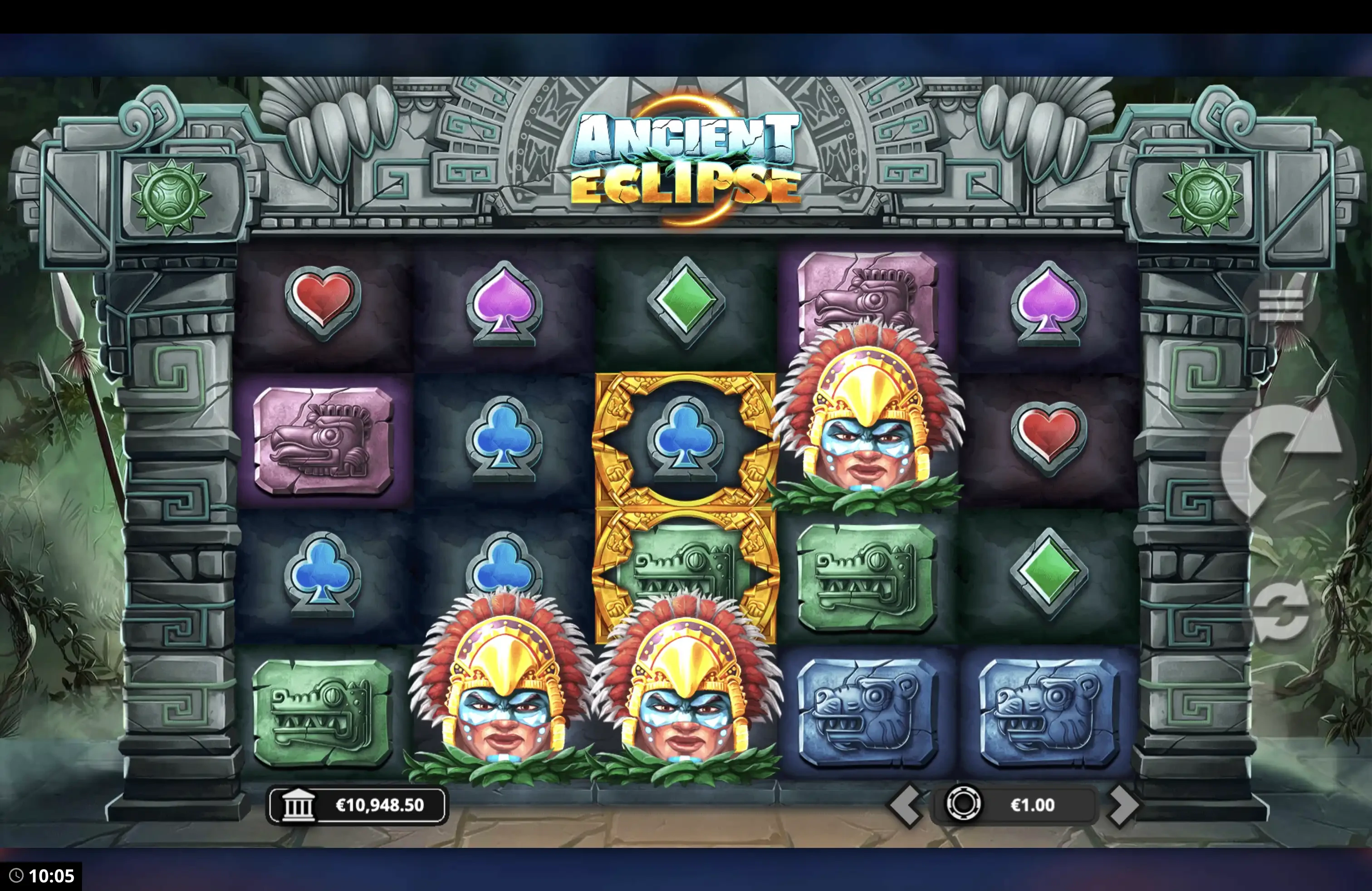 Obtention des parties bonus sur la machine a sous Ancient Eclipse du provider Bang Bang Game en collaboration avec Yggdrasil Gaming