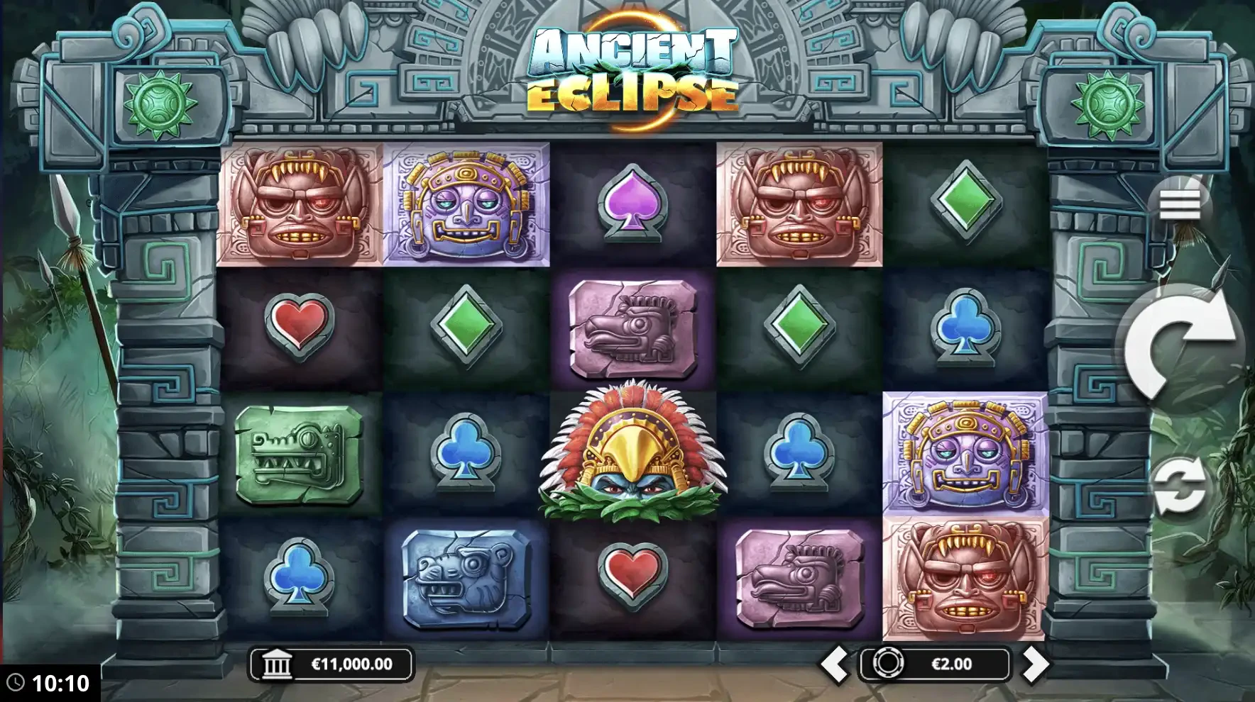 Grille de départ de la machine a sous Ancient Eclipse du provider Bang Bang Game en collaboration avec Yggdrasil Gaming
