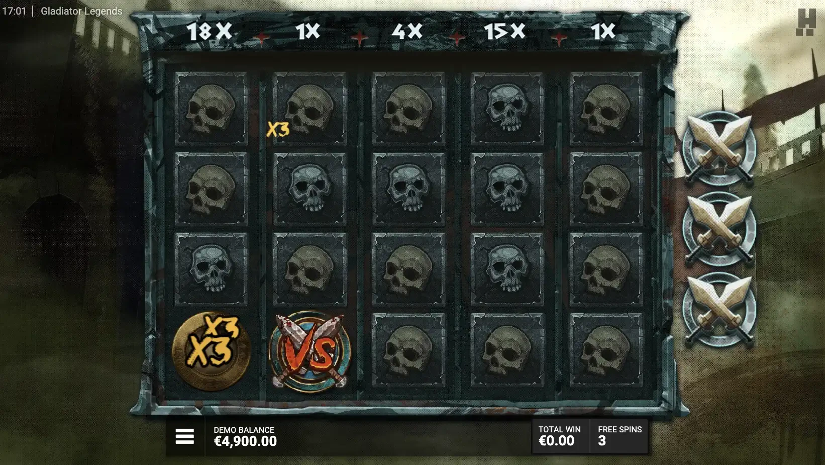 Symbole de la pièce en or durant les parties gratuites sur Gladiator Legends