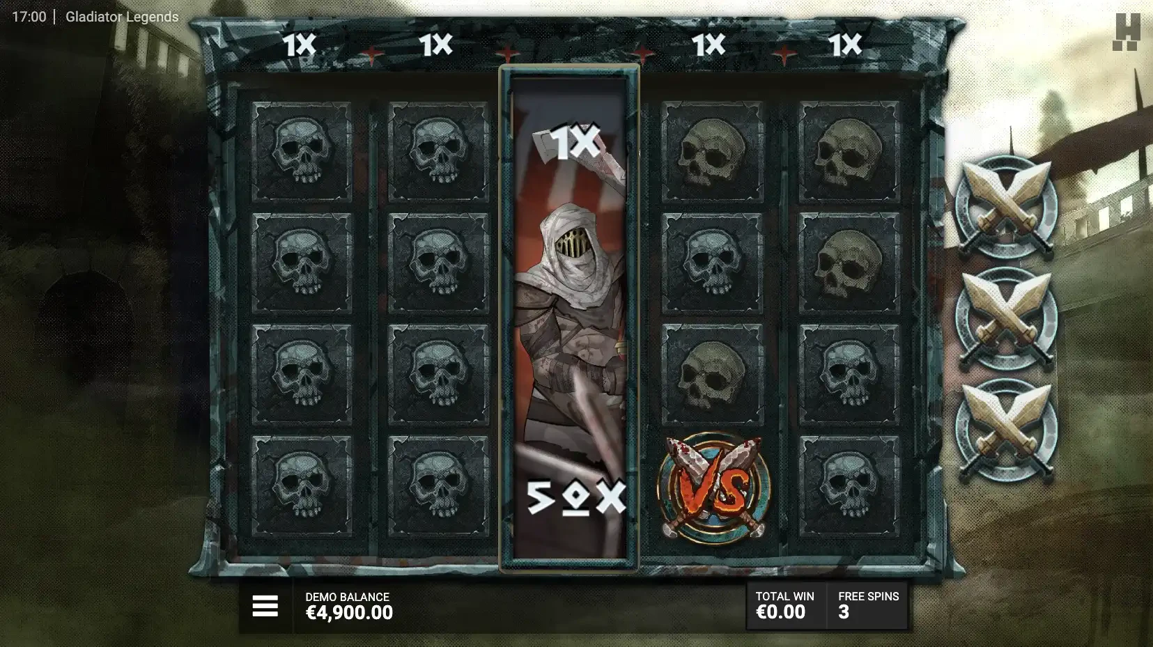 Symbole VS durant les parties gratuites de Gladiator Legends