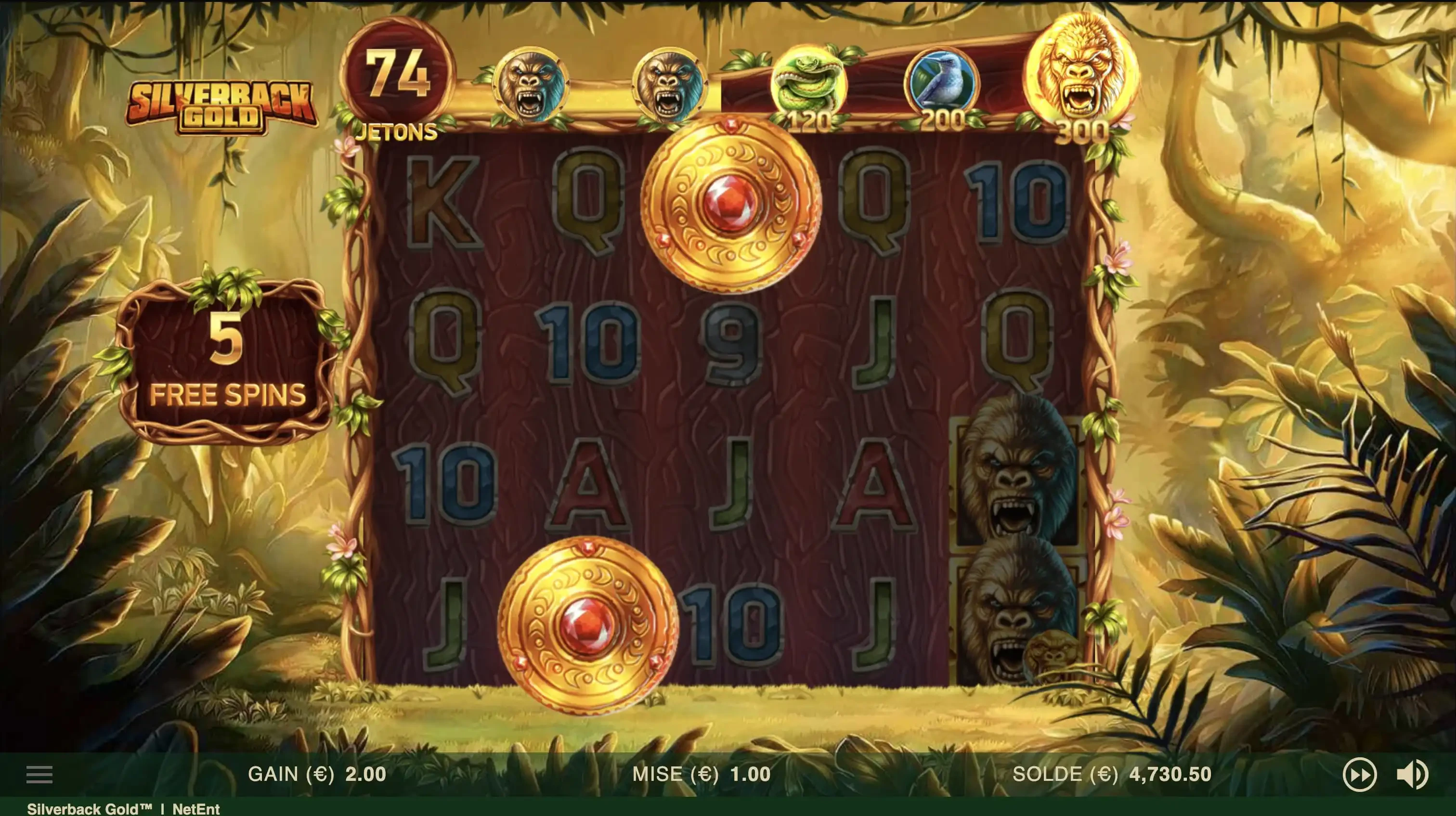 Il vous sera possible d’obtenir des tours gratuits supplémentaires durant les free spins de Silverback Gold