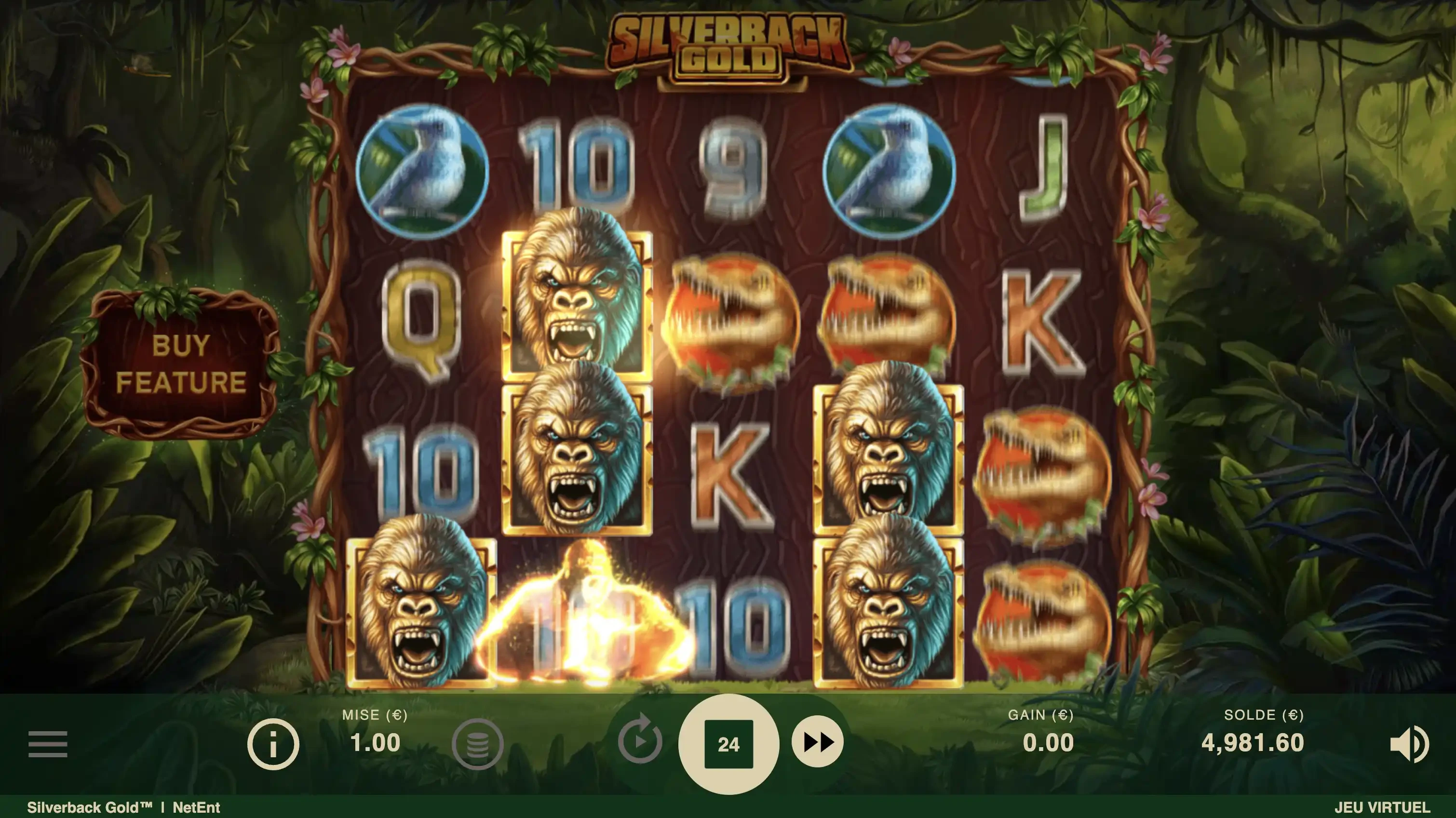 Exemple numéro 2 du fonctionnement de la fonctionnalité sur la machine a sous Silverback Gold de NetEnt