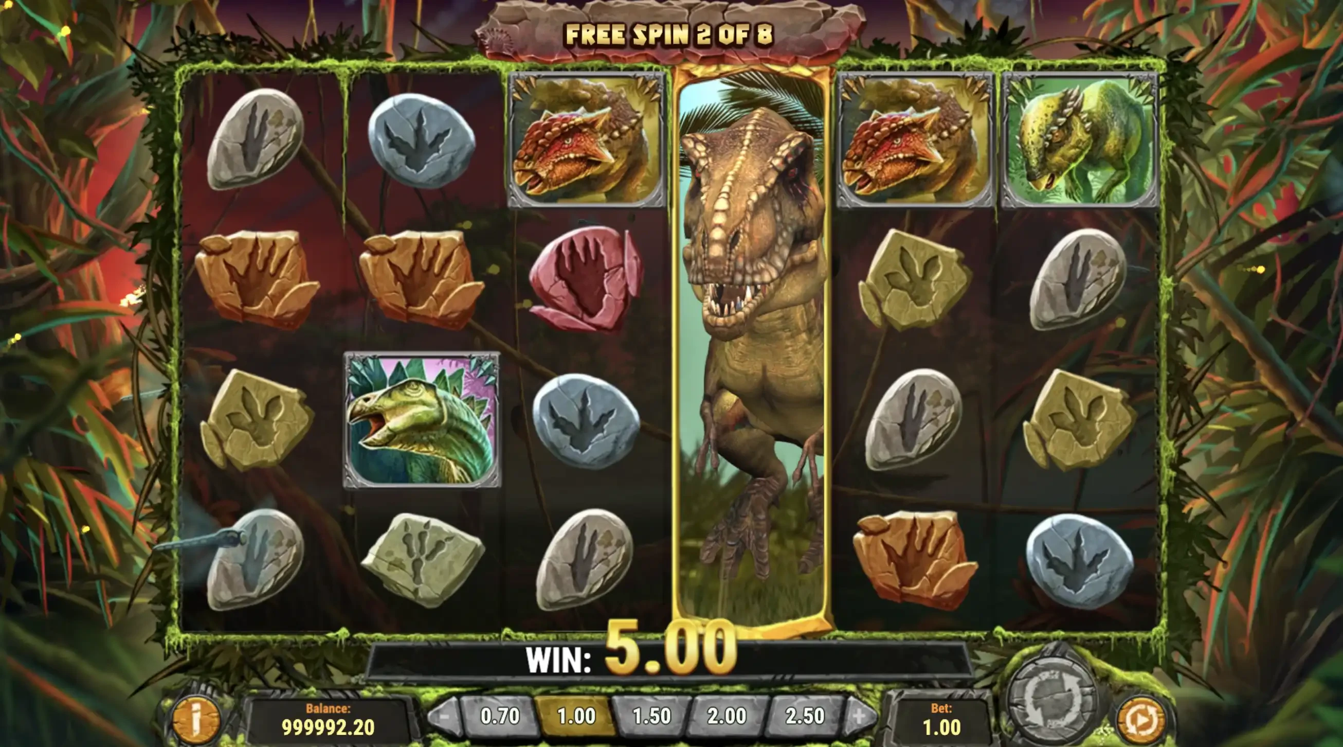 Le bonus numéro 1 sur la machine a sous Raging Rex est assez volatile