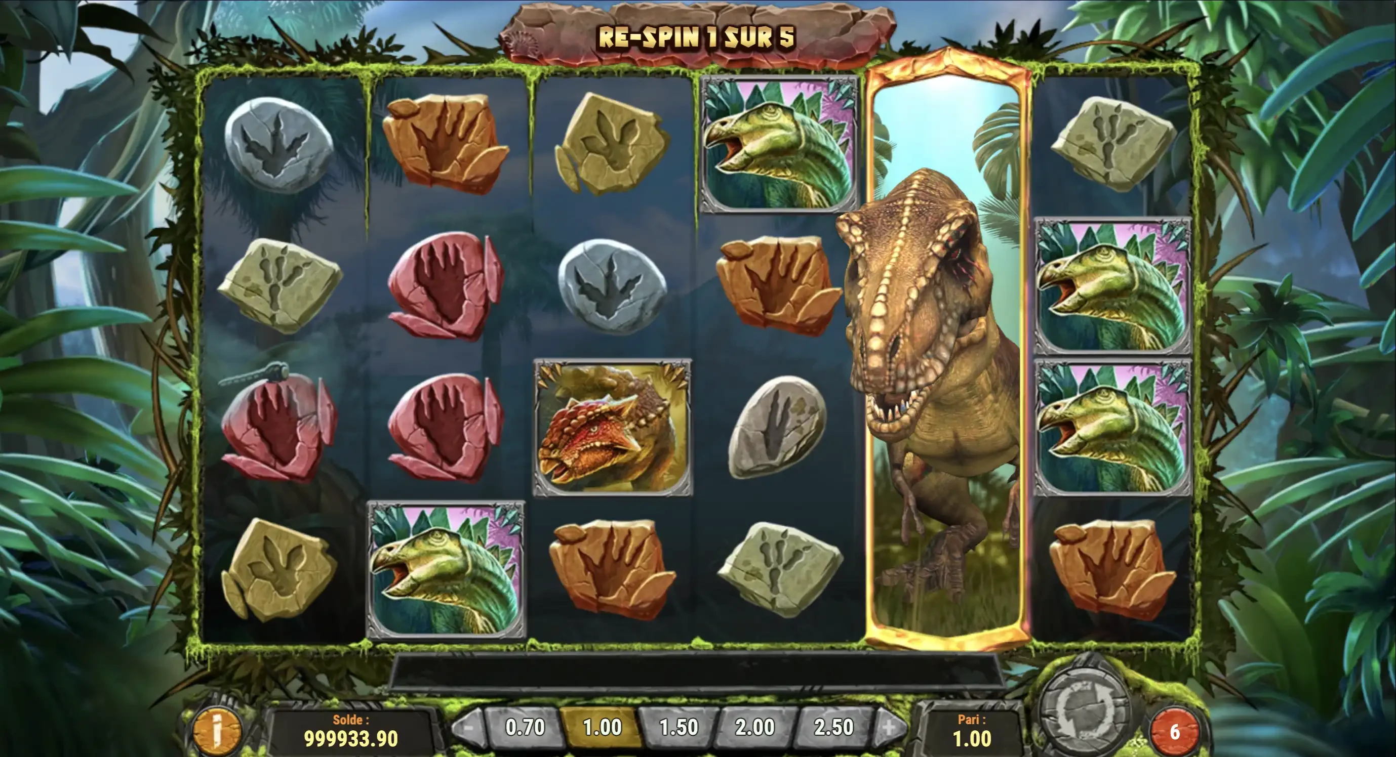 Fonctionnalité numéro 1 sur la machine a sous Raging Rex 2 de Play’n GO