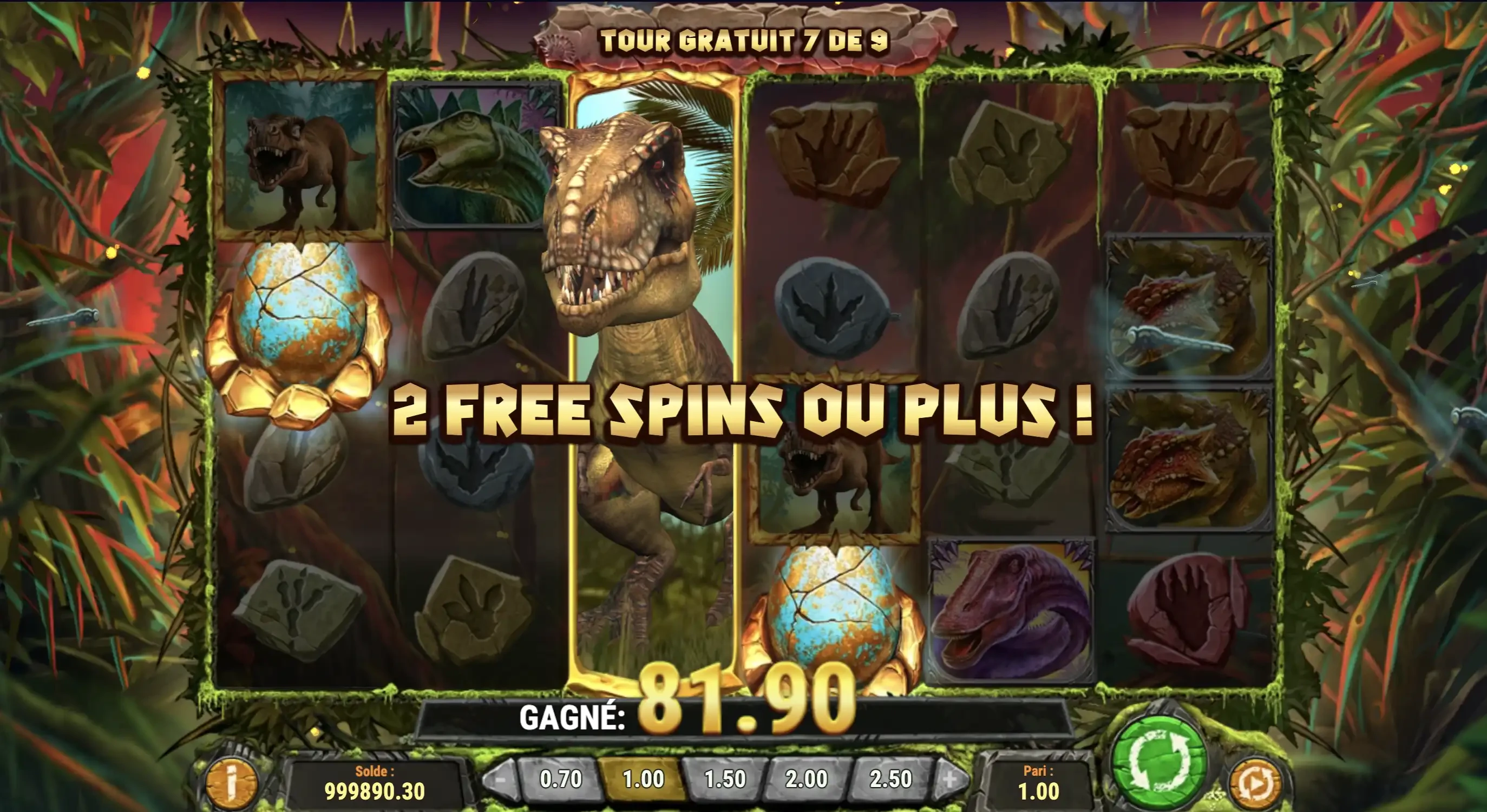 Il vous sera possible d’obtenir des tours gratuits supplémentaires sur Raging Rex 2